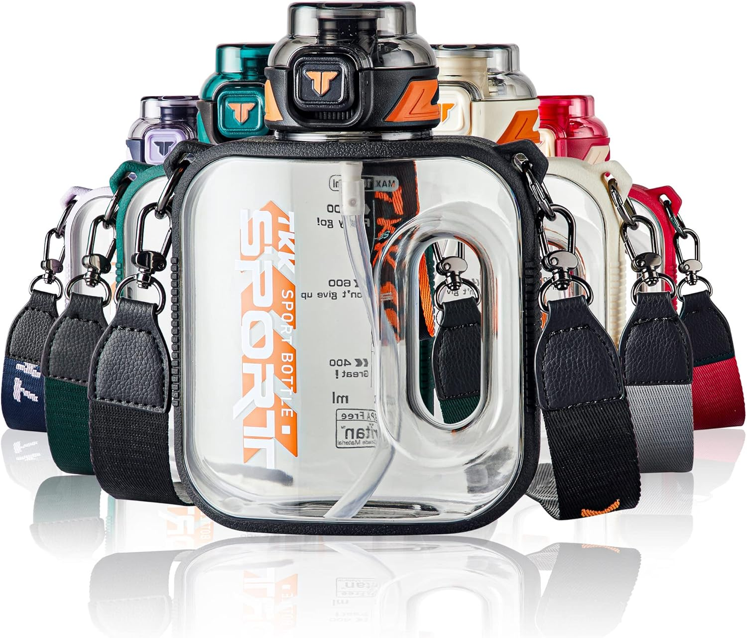 TKK 32Oz Sport Water Bottle with Straw Water Jug with Straw Large Capacity Plastic Water Bottle Dishwasher Safe 1L Water Bottle Jug BPA Free Tritan for Gym Yoga Travel Camping Outdoor Black image number 3