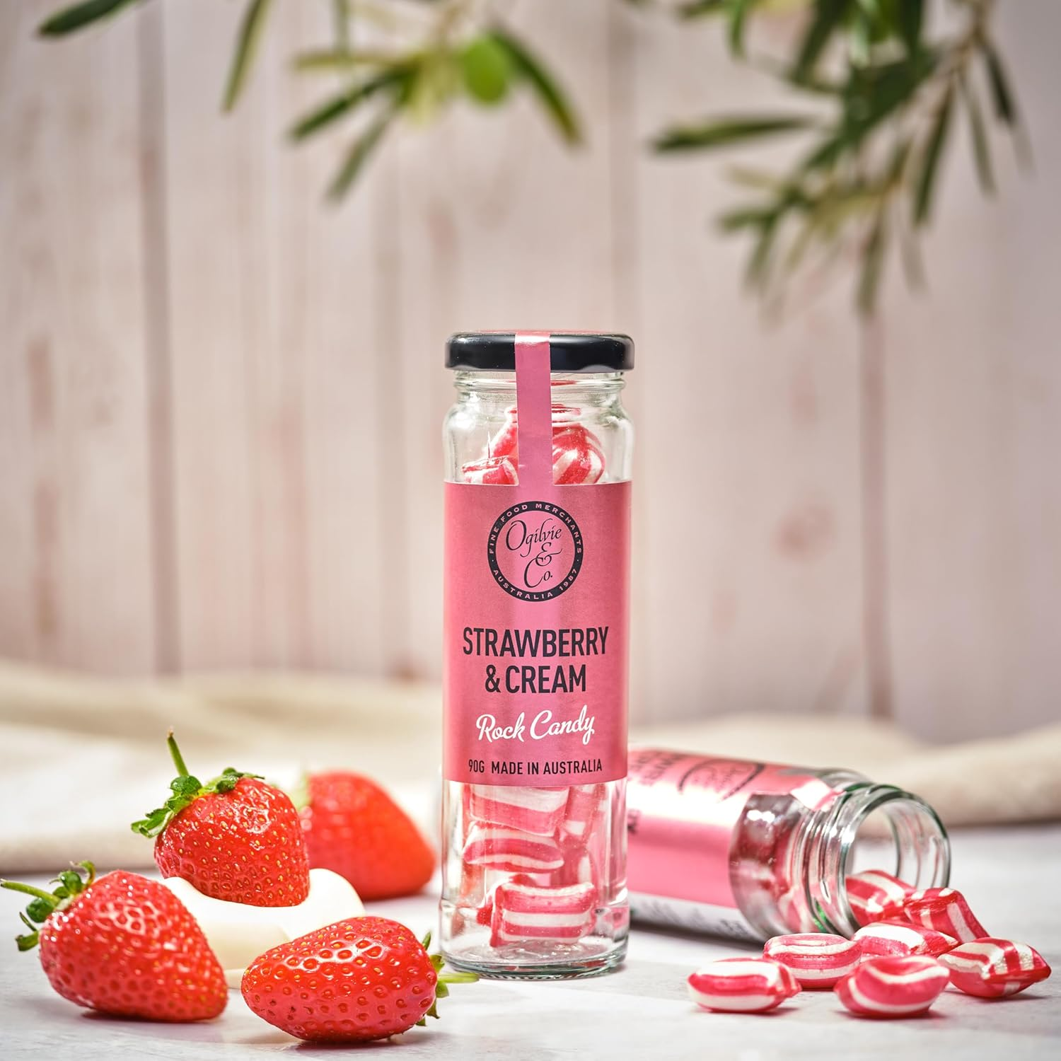 Ogilvie & Co Strawberries and Cream Rock Candy 95 G image number 1