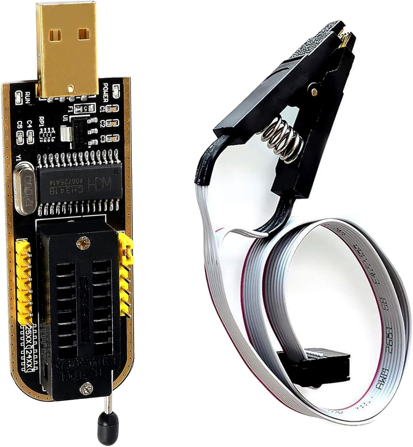 Double Clip+ USB SOIC8 SOP8 Flash Chip IC Test Clips Socket Adpter Programmer BIOS + CH341A 24 25 Series for EEPROM Flash BIOS USB Programmer Module image number 4