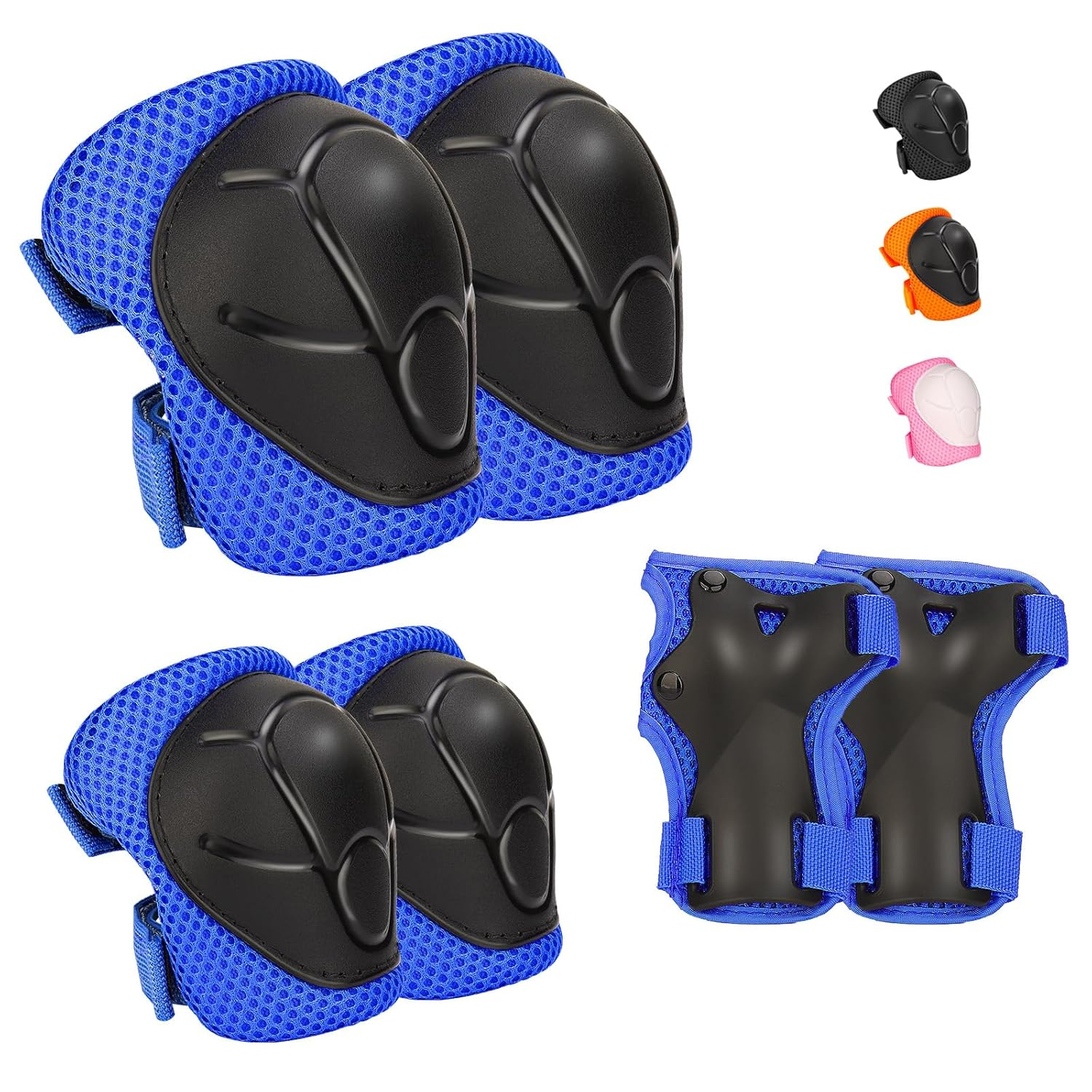 Kids Protective Gear Set Knee Pads for Kids 3-14 Years Toddler Knee and Elbow Pads with Wrist Guards 3 in 1 for Skating Cycling Bike Roller Skates Scooter (Black, &lrm;S(3-8Years))