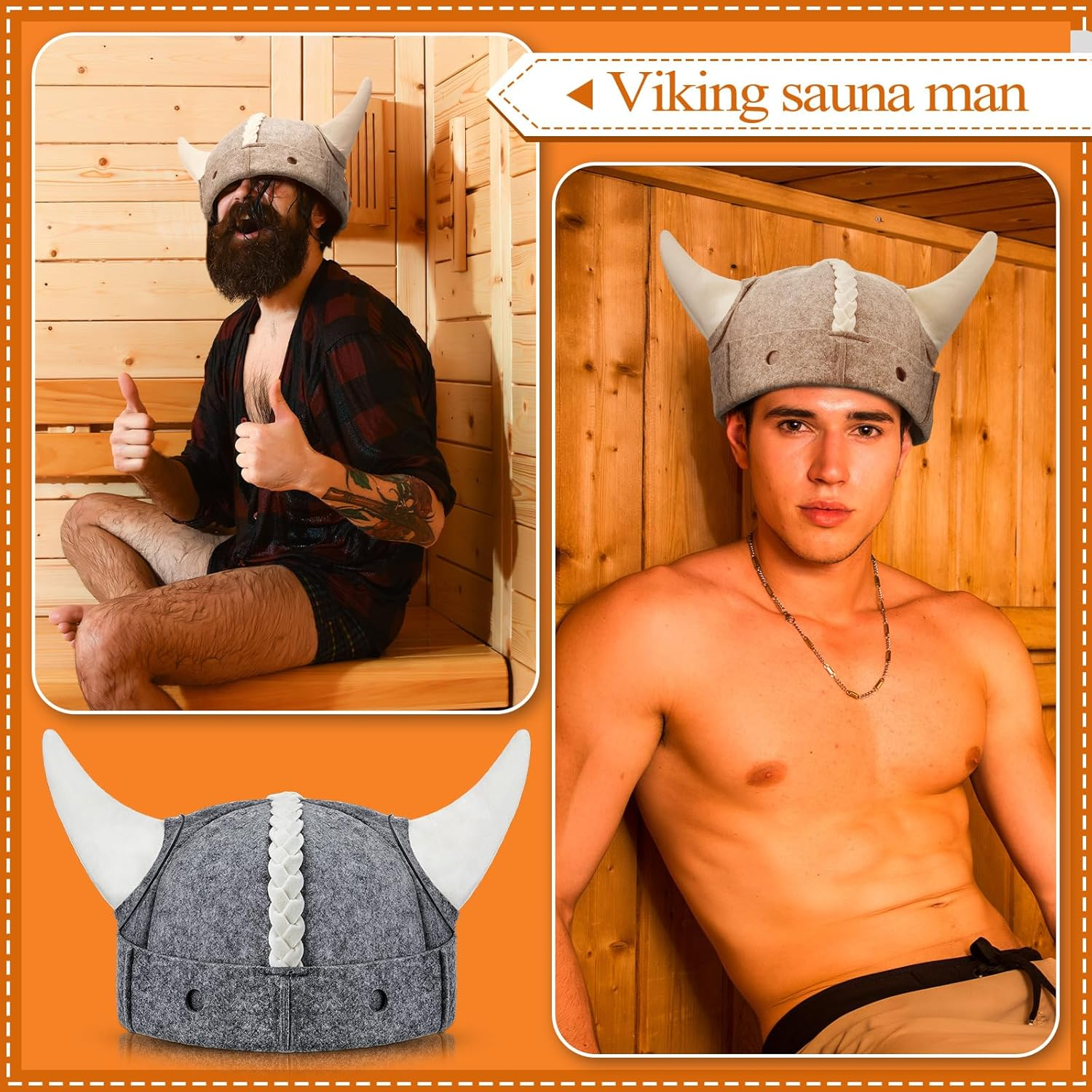 Jagely 2 Pcs Sauna Hat Viking Russian Banya Wool Sauna Cap for Women Men Finnish Ukraine Bath Accessories image number 2