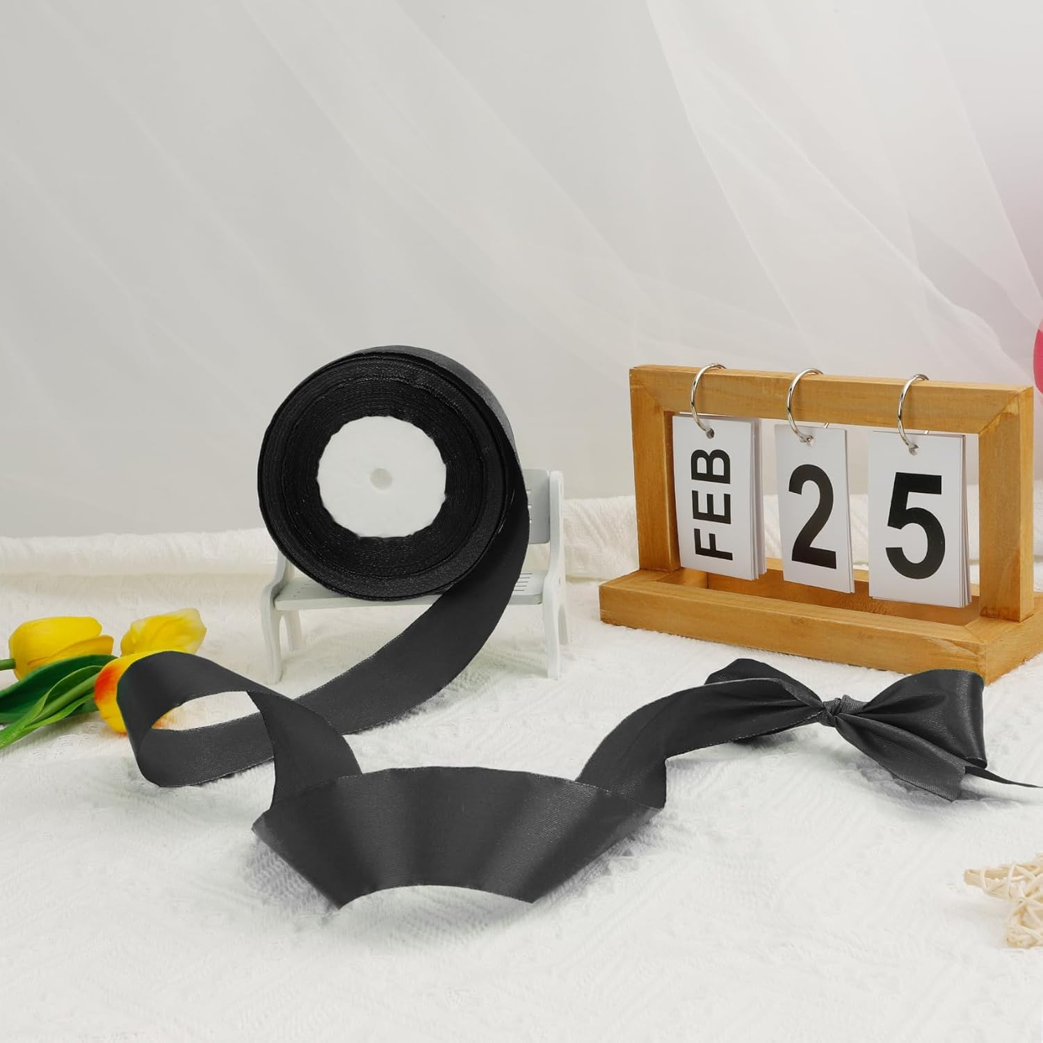 Black Ribbon for Gift Wrapping Ribbons for Crafts Ribbon for Flower Bouquet 100 Yards 1 1/2 Inch Black Ribbon for Gift Wrapping, Graduation Gifts Satin Ribbon, Wide Ribbon for Flower Bouquet, Black Silk Bow Ribbons Halloween Decorations