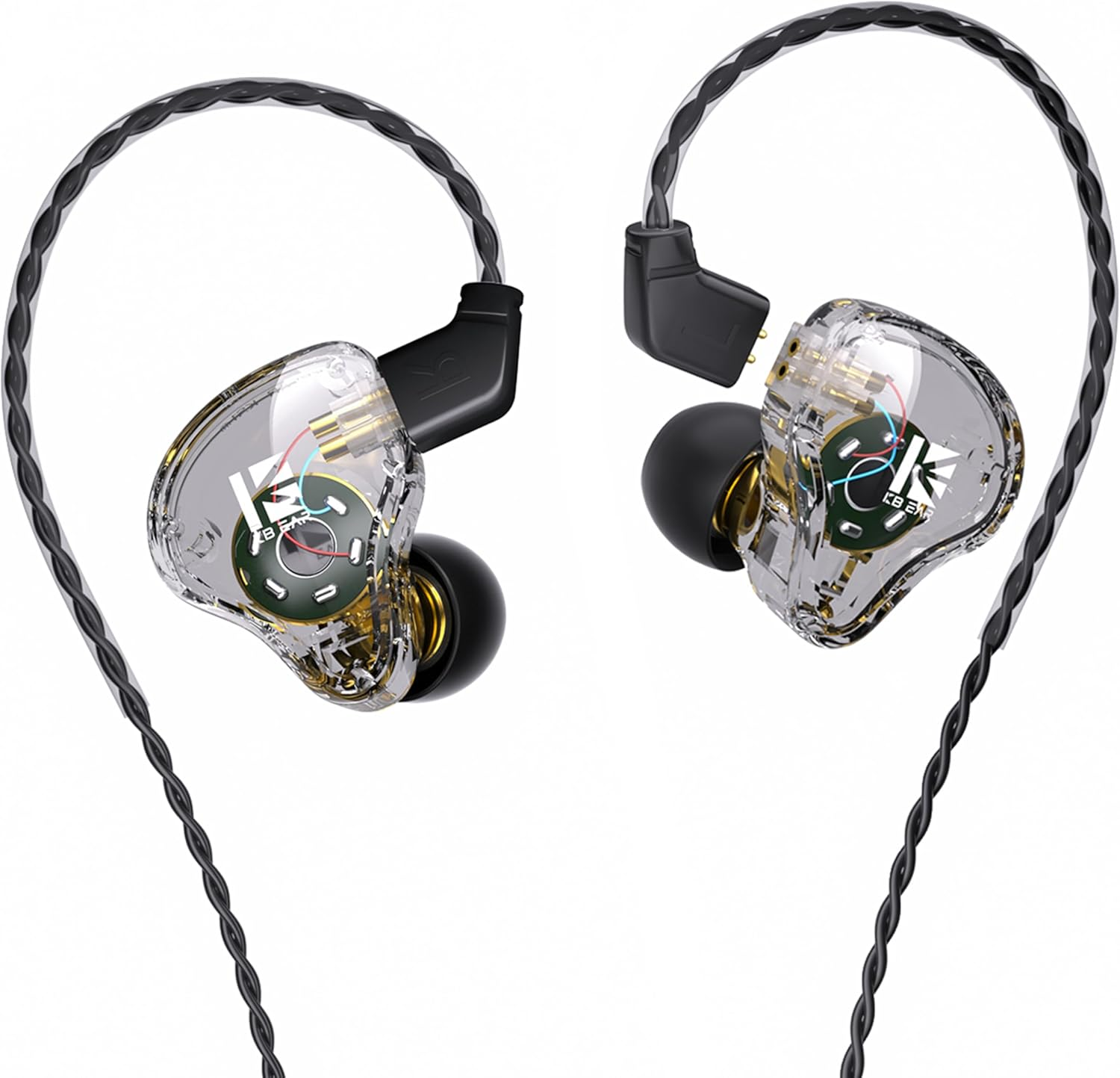 Yinyoo KBEAR KS1 Earphones in Ear Monitor Super Bass Wired Earbuds,Crystal Clear Sound IEM Earphones,High Resolution Noise Canceling in Ears for Singers Musician Audifonos Auriculares (Clear No Mic)