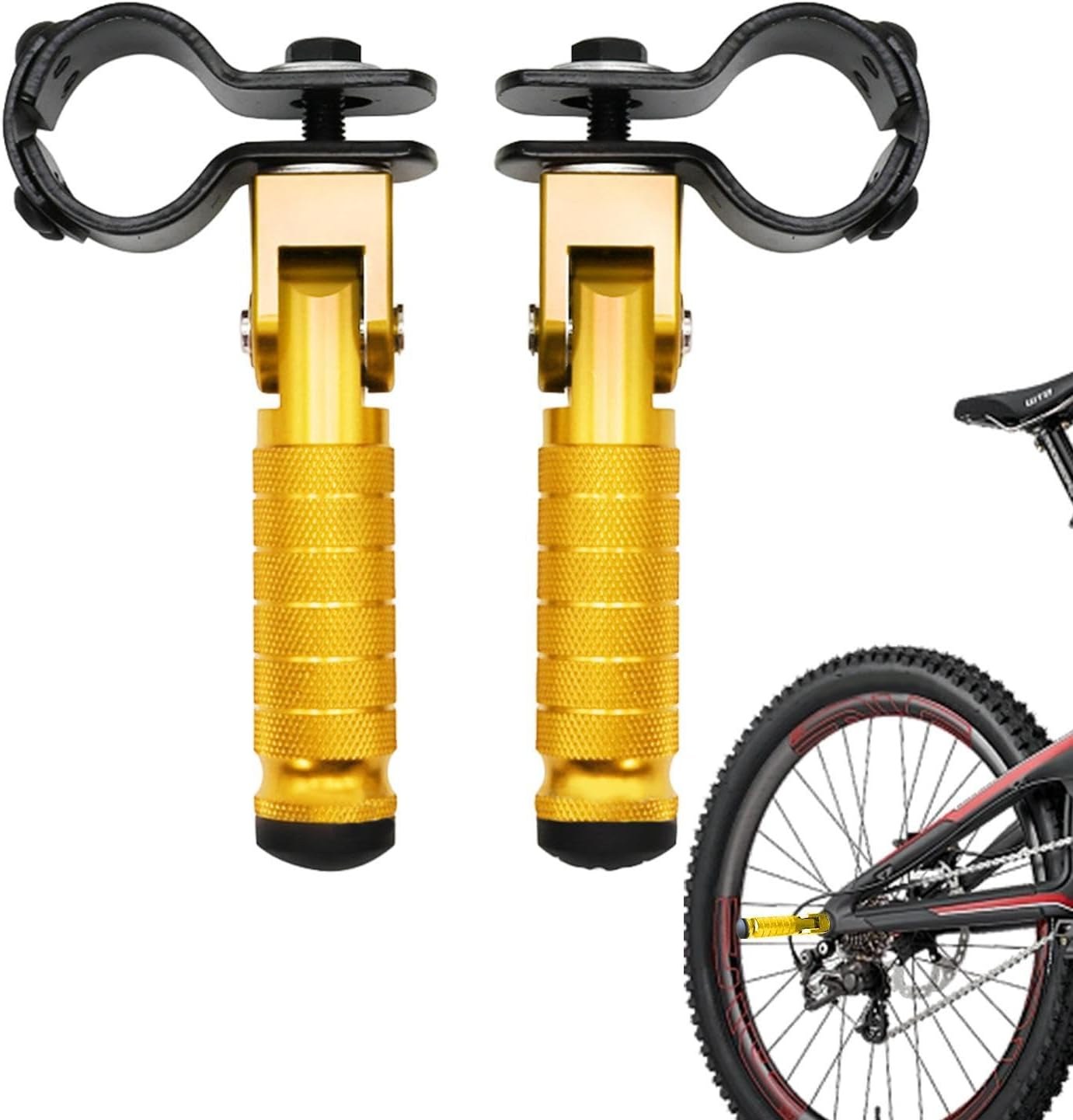 1 Pair Foldable Motorcycle Footrest, Clamp on Folding Motorcycle Footpegs, Bicycle 90 Degree Fixed Folding Passenger Pedal Supports, Foot Pegs for Motorcycles for Comfortable Riding