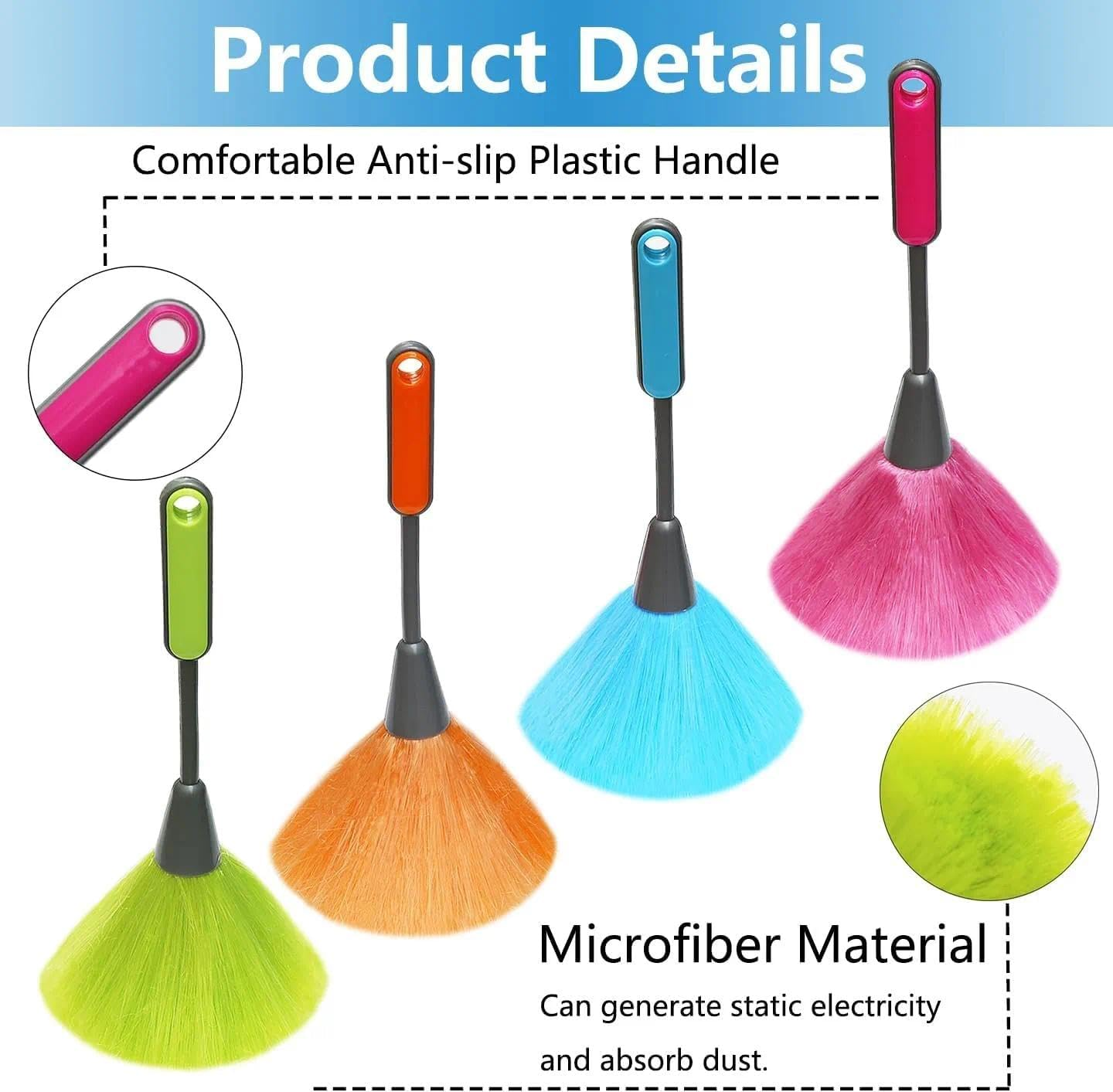 4 Pack 10" Microfiber Duster, Small Feather Duster for Dust Cleaning, Fluffy Dusters for Computer Screen, Keyboard, Books, Home & Office &ndash; Ermaoo image number 5