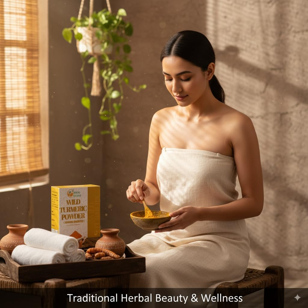 Herbs Botanica Wild Turmeric Powder Exfoliator| Amba Haldi Powder | Kasturi Manjal | Kasturi Turmeric150 Gms image number 5