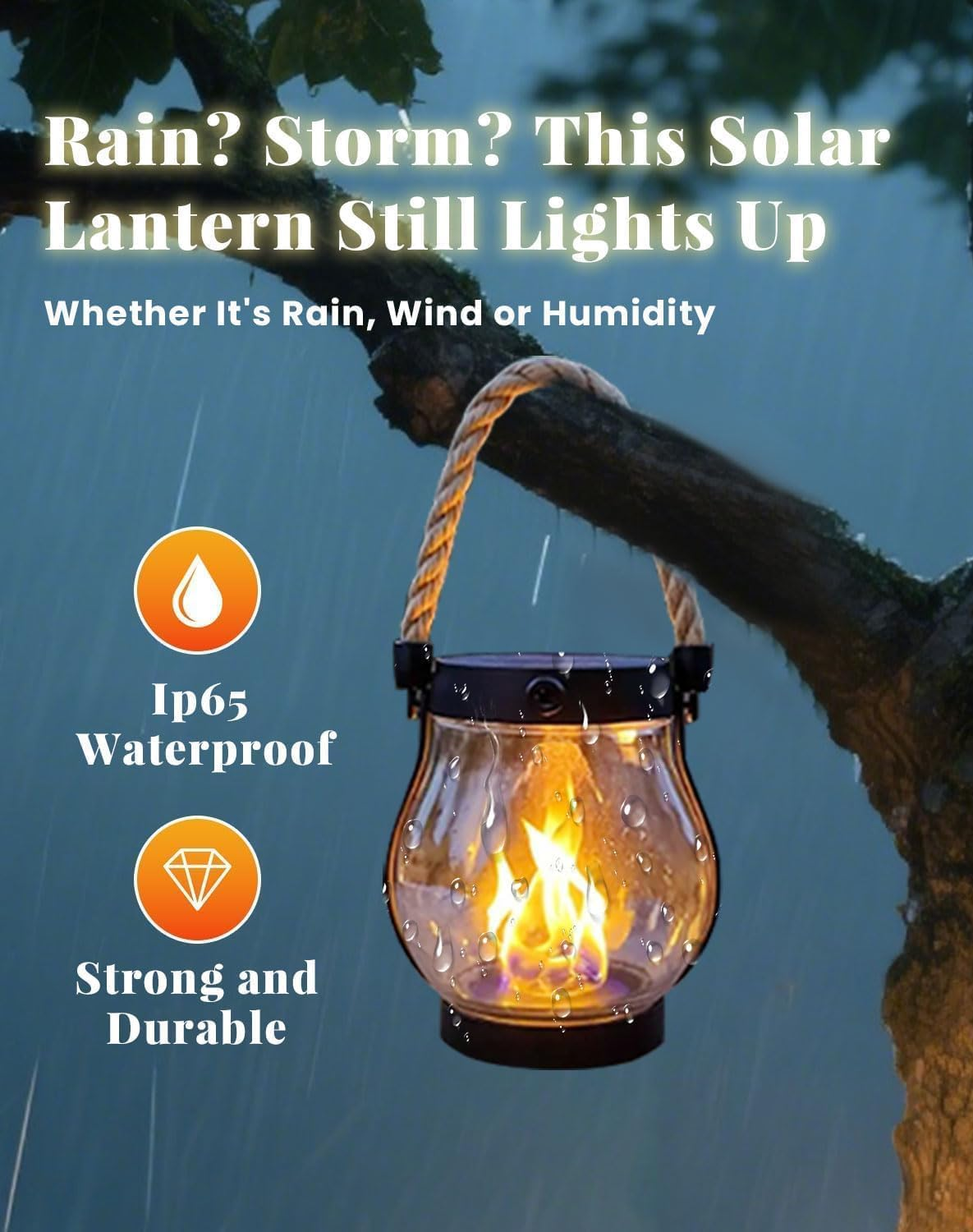 Solar Flame Lanterns Outdoor Waterproof, 4 Pack Flickering LED Fire Lights for Patio, Garden, Yard, Camping, Realistic Dancing Flame Solar Powered Lights Decor image number 3
