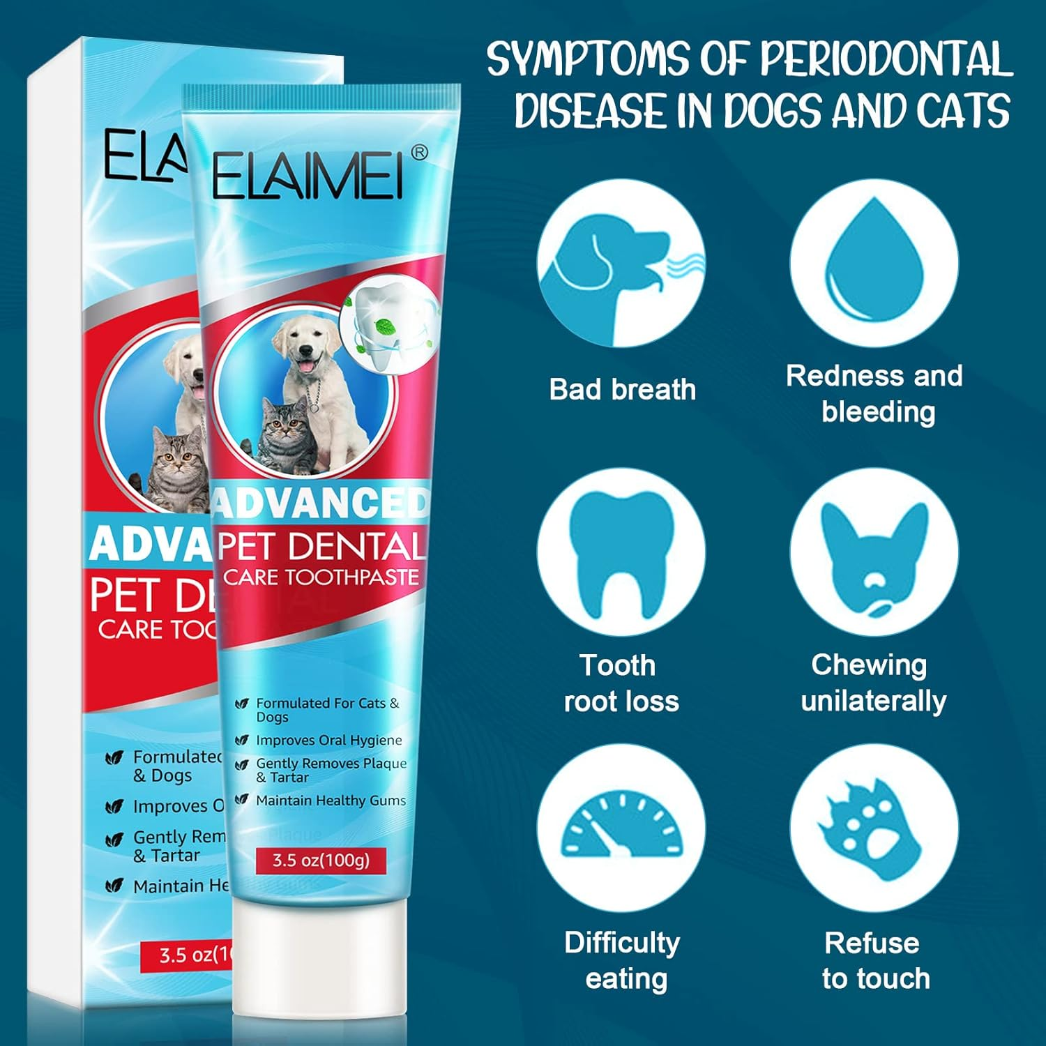 Enzymatic Dog Toothpaste, Teeth Cleaning and Fresh Breath Dental Care Gel, Pet Dental Care Toothpaste, 100G(3.5 Ounces), Mint Flavor image number 2