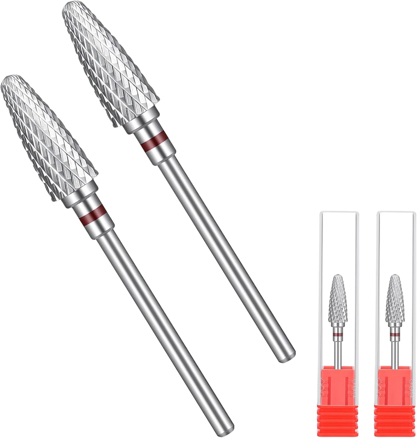 LXUEJIE 2 Pcs Carbide Nail Drill Bit, Tungsten Nail Drill Bit, 5 in 1 Carbide Tapered 3/32" Shank Professional Cone Tungsten Drills Bits for Manicure Pedicure Cuticle Cleaner Polish image number 5