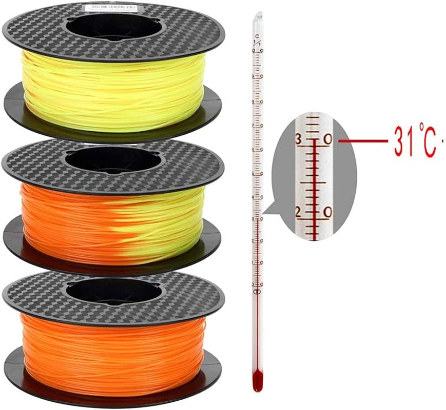 CC3D 31℃ Temperature Color Change PLA Filament Orange to Yellow 1.75 Mm 1KG Color Changing with Temperature FDM 3D Printer Filament 3D Printing Materials Orange Yellow image number 2