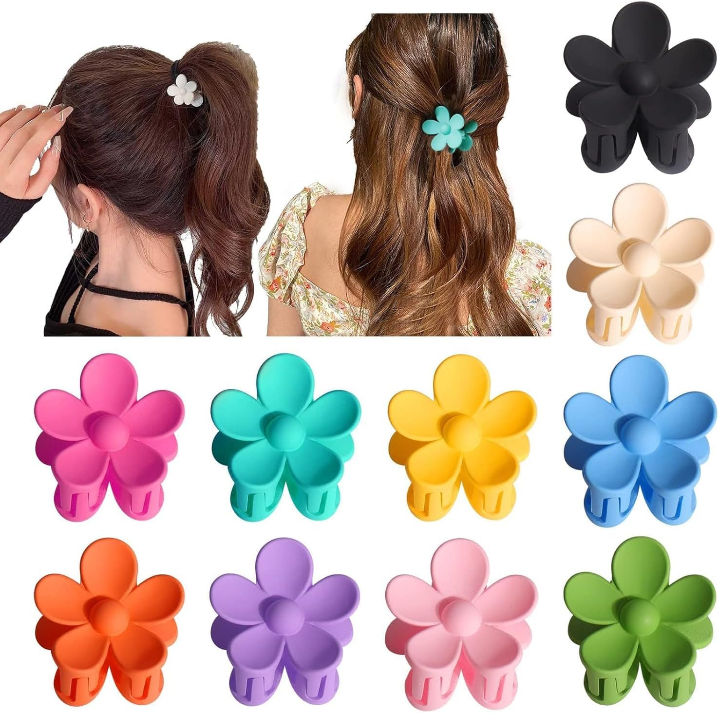 Rabbfit Pack of 10 Small Flower Hair Clips for Women, Girls and Kids - Non-Slip Hair Accessories for Thin/Medium Hair (10 Colors) image number 5