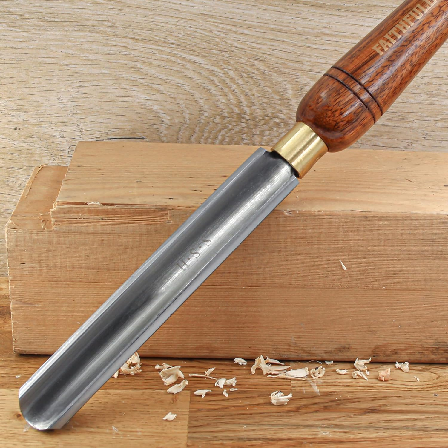 Faithfull HSS Full Length Woodturning Chisel - 20Mm Roughing Out Gouge, Blade Length 160Mm, Total Length 410Mm - FSC Certified Wood Handle image number 1