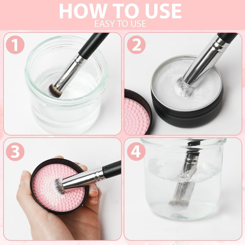 AOOWU Makeup Brush Clean Set, Brush Cleansing Balm with Deep Cleansing Pad, Solid Soap Cleanser, Easy to Clean Blenders Brushes Shampoo, Removes Shadow Color Cosmetic Colors for Daily Use Travel Set - 1Pcs image number 7