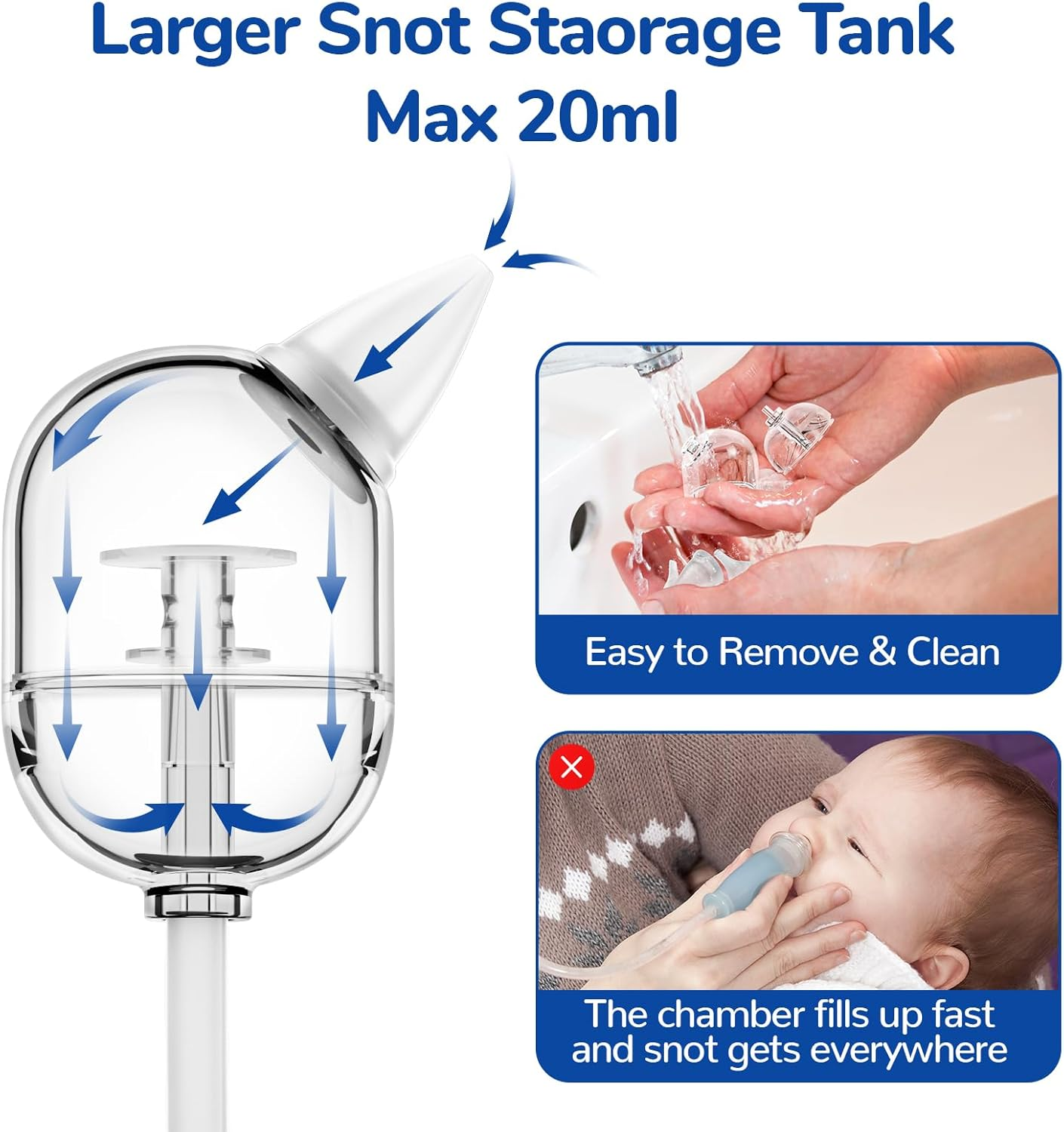 IUZUO Nasal Aspirator for Toddler, Electric Nose Aspirator for Baby, Baby Nose Sucker, Electric Nose Suction with Night Light and Music, LED Display image number 3