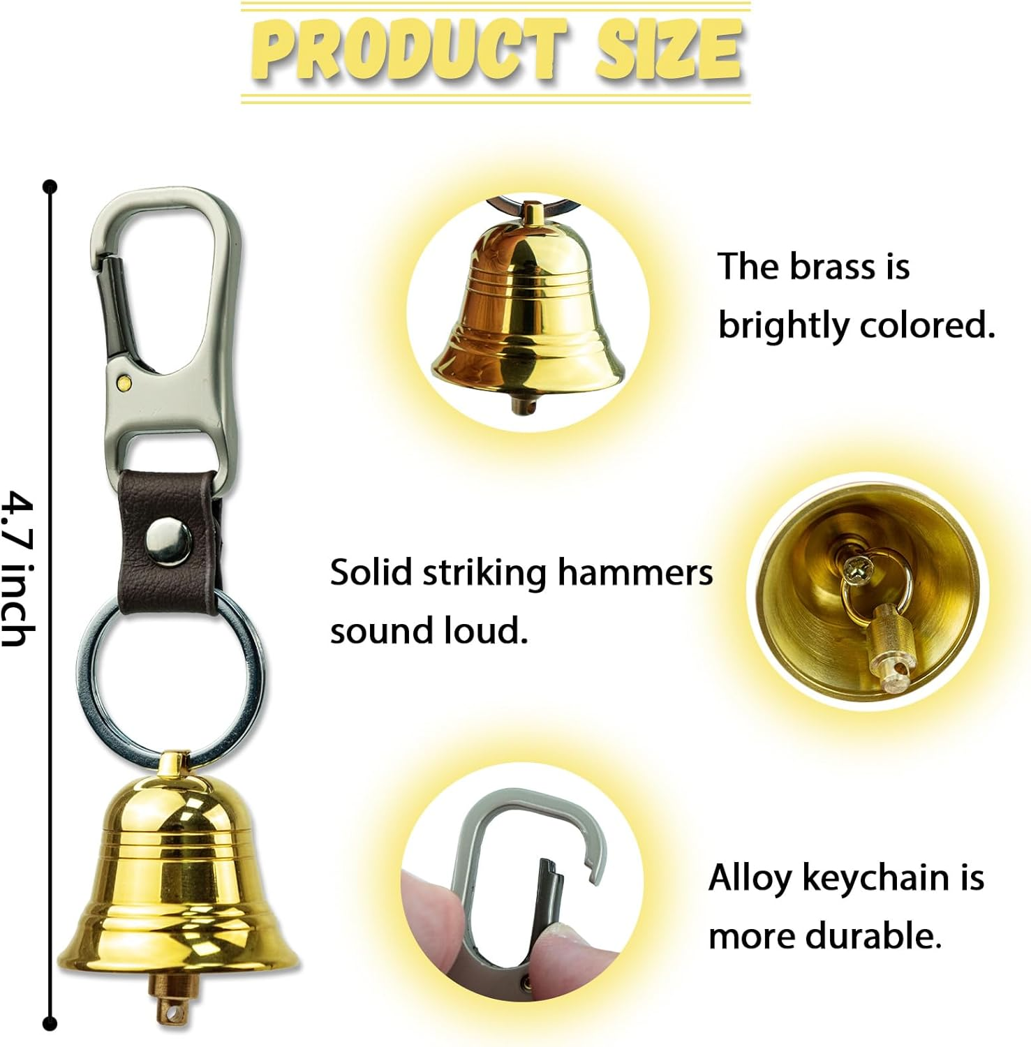 3 Pcs 1.5 Inch Emergency Bear Bell with Whistle Set for Hikers, 3 in 1 Bear Whistle Hiking Bells for Bears Outdoor Camping Bear Protection Products for Survival Fishing Cycling Climbing Self Defense Gear.