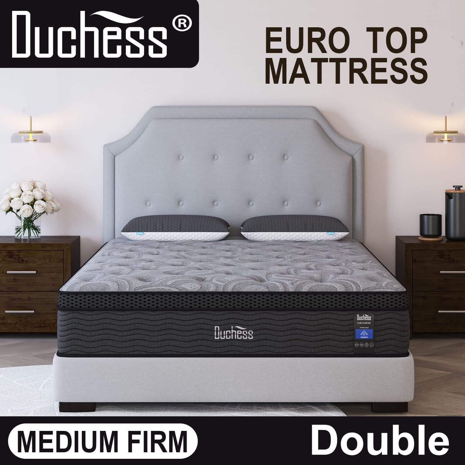 Duchess Double Hybrid Mattress Eurotop 34CM Mattresses Pocket Springs with Gel Memory Foam High Density Foam Layer Medium Firm image number 3