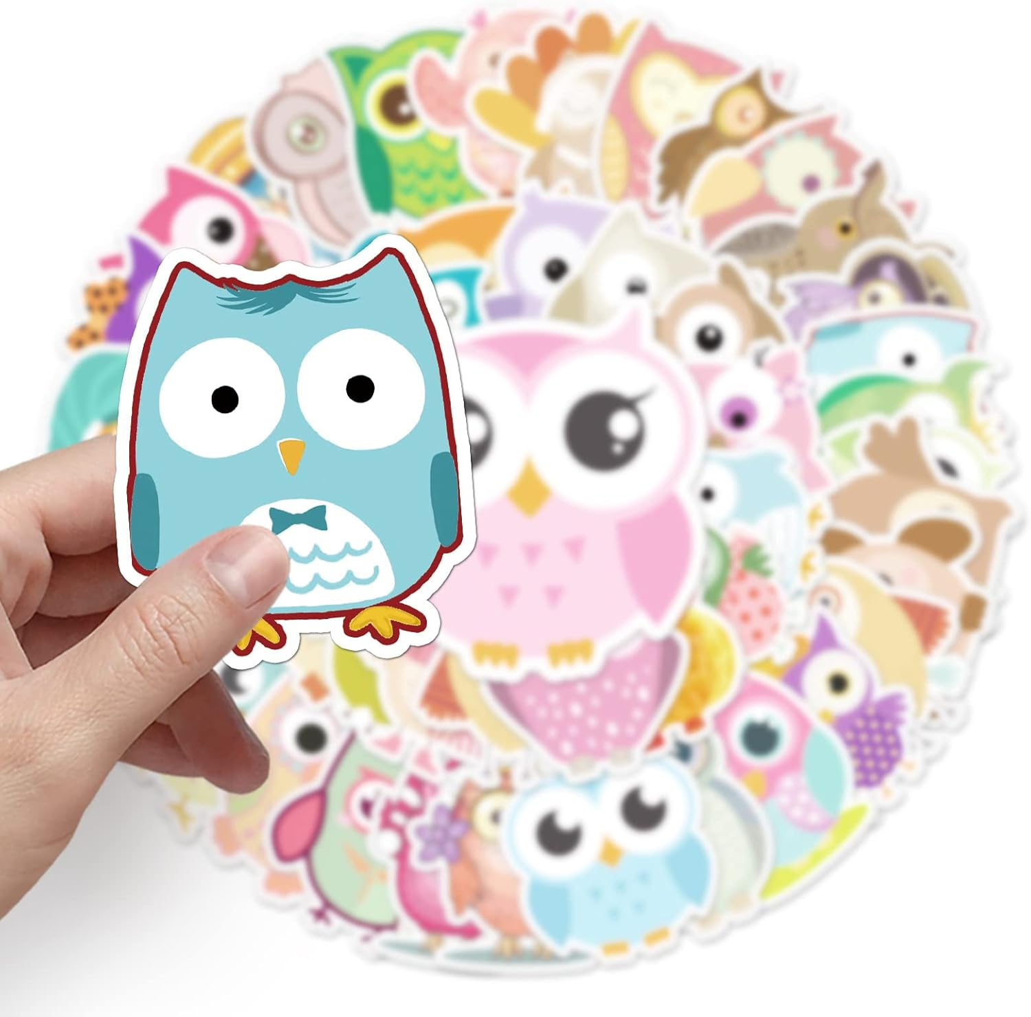 Cartoon Owl Stickers,50 PCS Cartoon Owl Graffiti Vinyl Waterproof Decals for Water Bottles Computer Bicycle Skateboard Luggage Phone Pad Laptop Kids Teens Stickers Pack image number 5