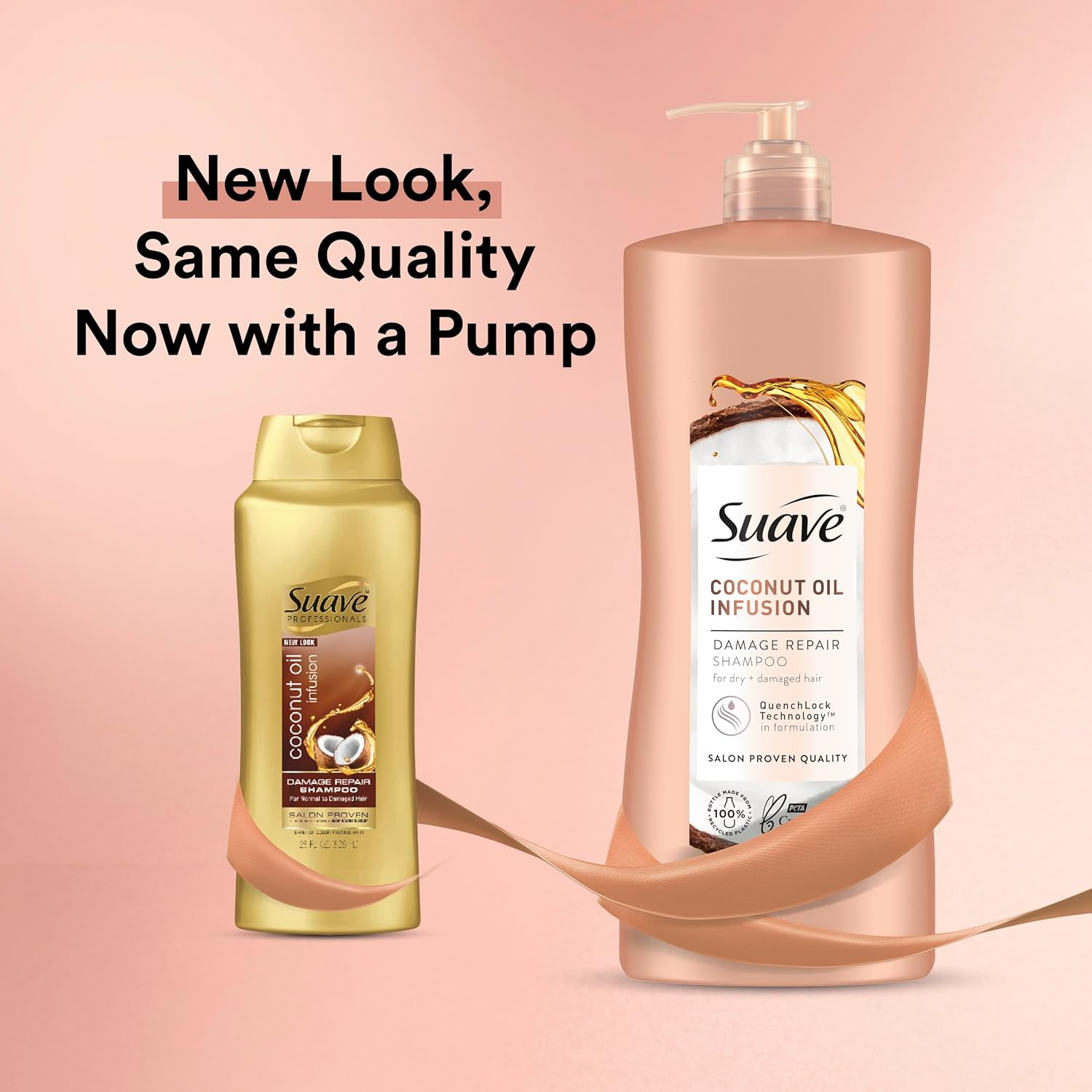 Suave Coconut Oil Damage Repair Shampoo, for Normal, Dry and Damaged Hair, with Pure Coconut Oil Infusion, 28 Oz Pack of 4 image number 1