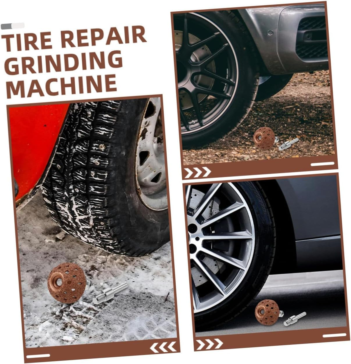 Garneck 3Pcs Tungsten Steel Bowl Type Grinding Tire Buffing Wheel for Tire Repair Includes Low-Speed and High-Speed Rods Grinding Pad Accessories