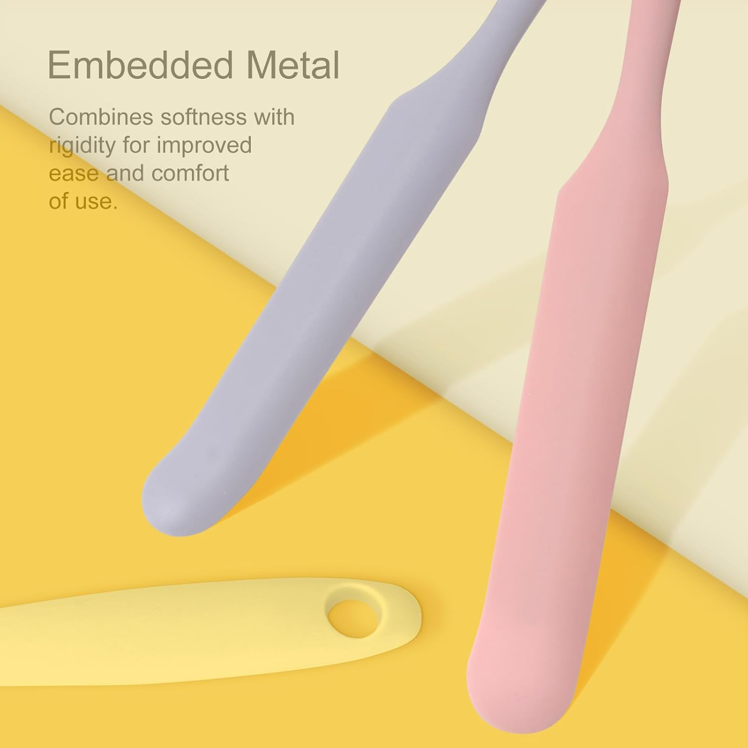 Jaasuee 4-Piece Non-Stick Wax Spatulas Set, Silicone Waxing Applicators for Hair Removal, Home Salon Body Use (Pink, Yellow, Purple, Green) image number 3