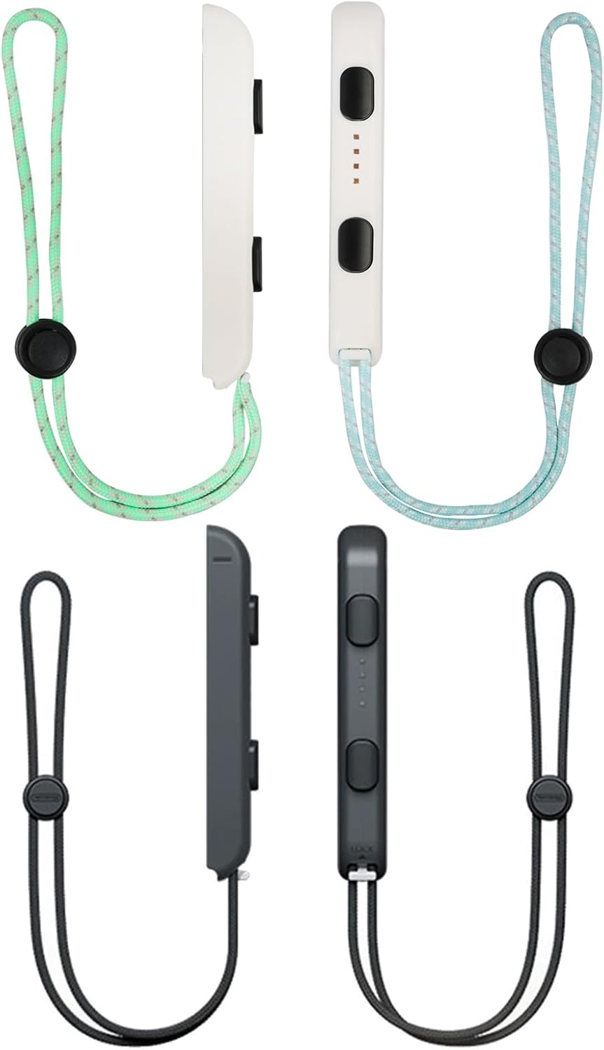 Essencenest 2 Pack Wrist Strap Controller Compatible with Nintendo Switch Joycon, Adjustable Controller Straps with Secure Lock, Replacement Lanyards for Switch Joycon (Black & Colorful) - Black  2 Pack image number 2