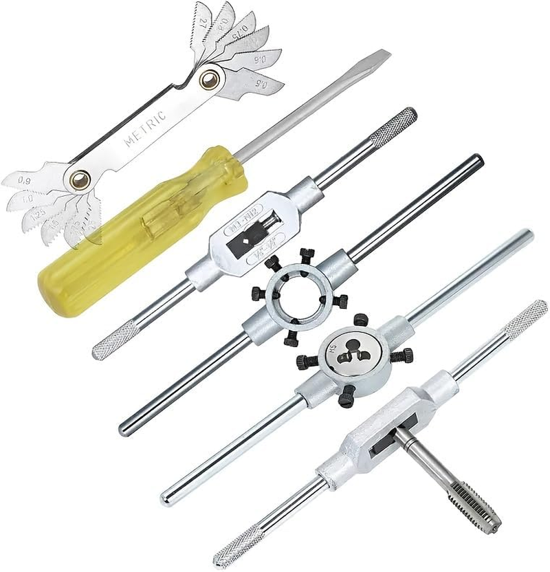 Tap and Die 32Pcs Set VS24-2 Metric Threading Tool Kit with Metal Storage Case for Cutting External and Internal Threads in Steel Includes Taps Dies Wrenches Screw Pitch Gauge and Screwdrivers image number 1