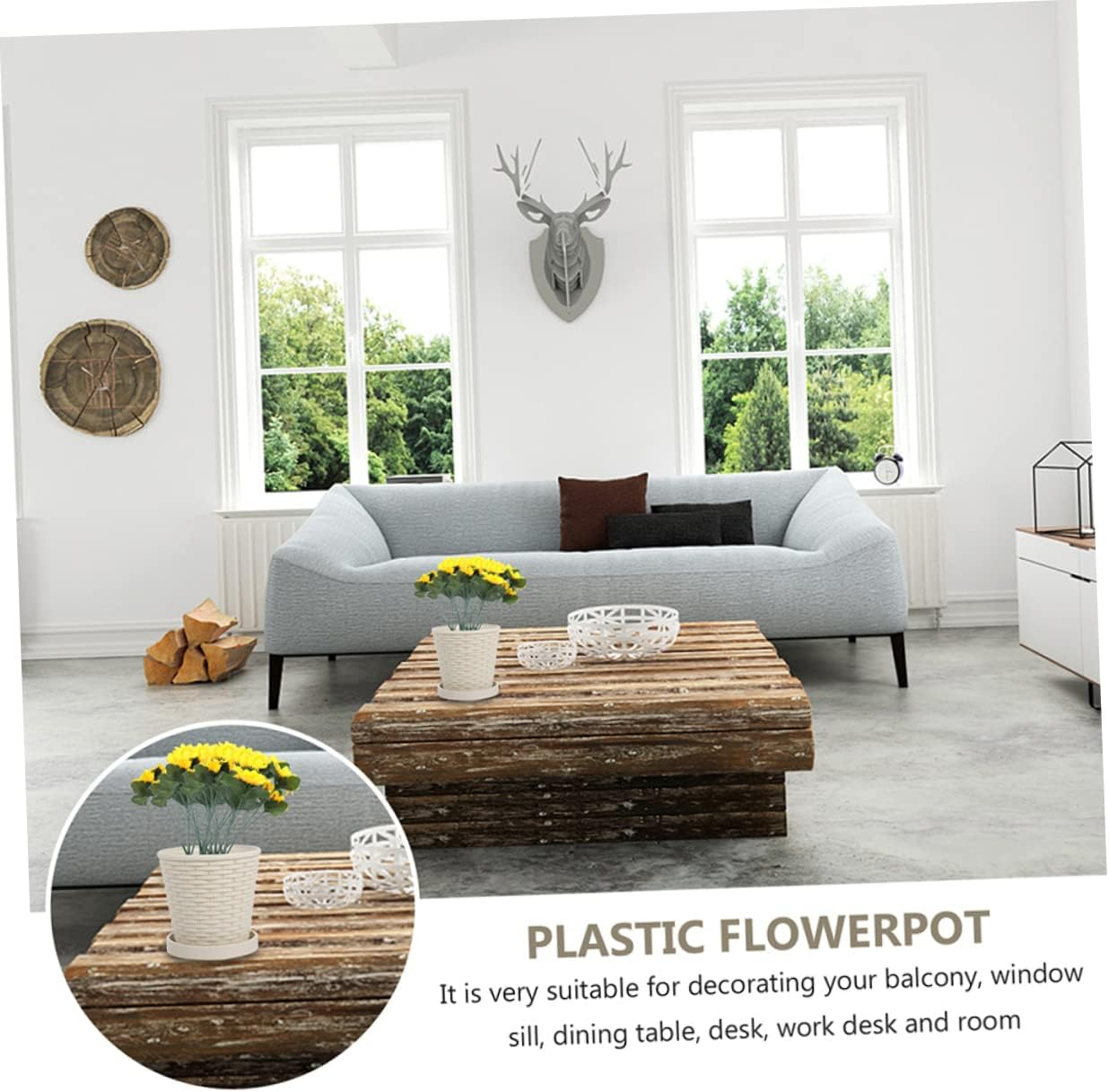 Outanaya Resin Flowerpot Plant Pot Indoor Outdoor for Gardening Vegetable Growing Pot Drainage Planter Box for Plants Decor image number 3