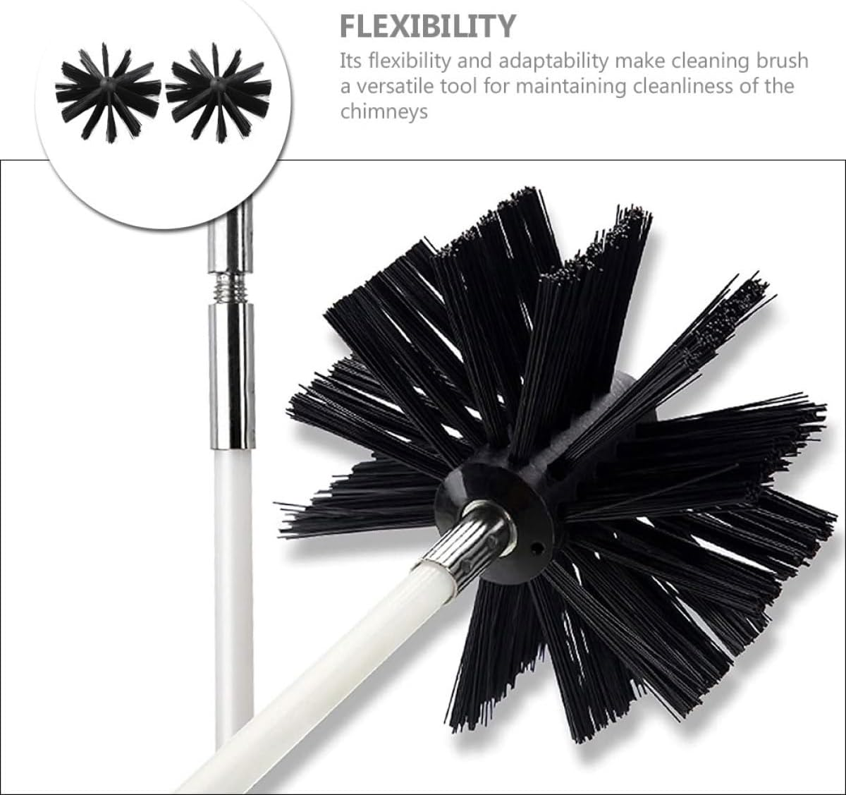 Tofficu 2Pcs Chimney Cleaning Brush Kit for Woodstove and Fireplace, 150Mm Flexible Sweeping Brushes for Flue and Dryer Duct Cleaning Accessories image number 2