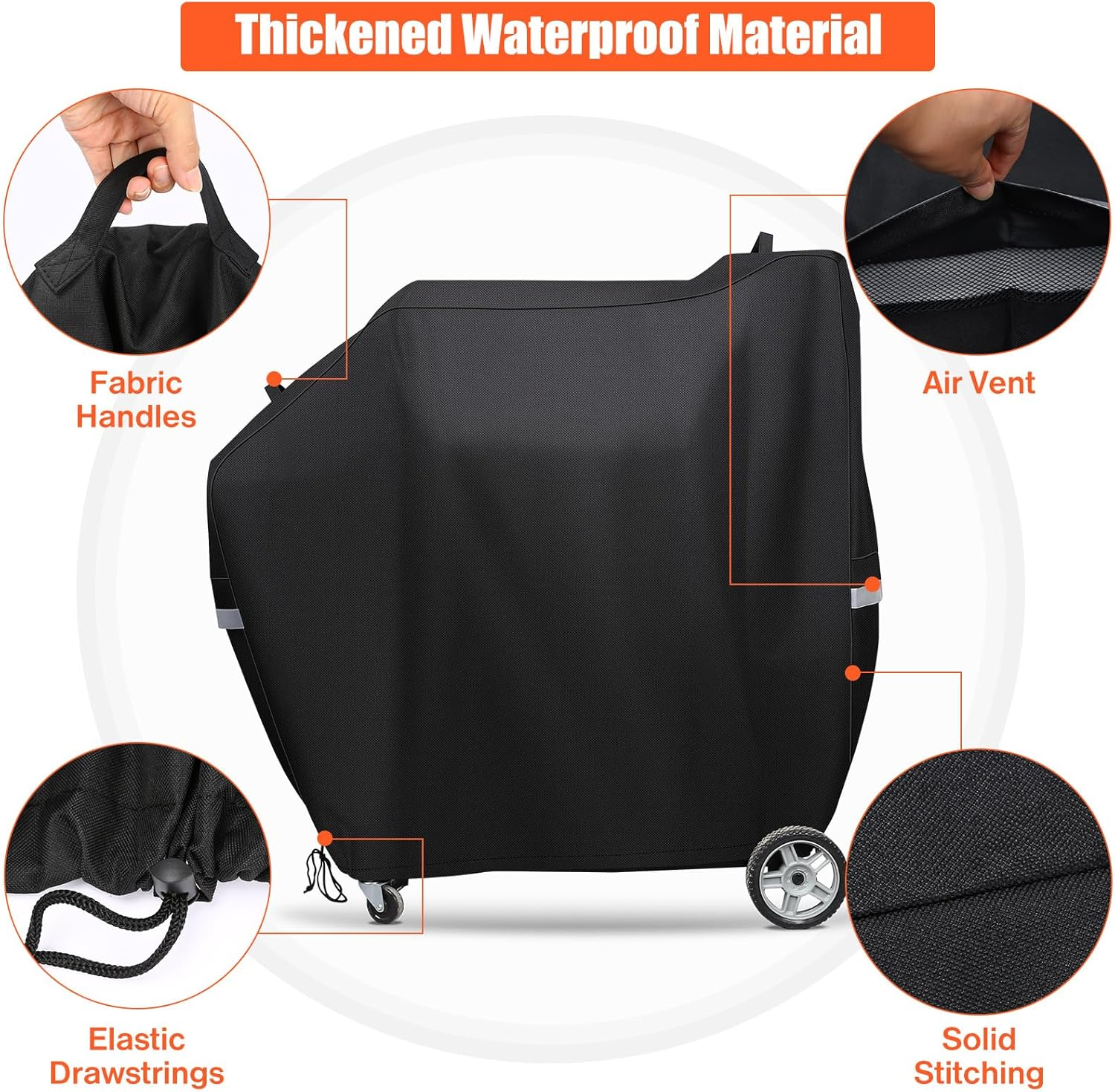 Qulimetal Smoker Cover for Masterbuilt Gravity Series 560, 800, 600, 900, Digital Charcoal Grill Cover, Compatible with MB20080220 & MB20040221, 600D Waterproof Material, Black image number 1