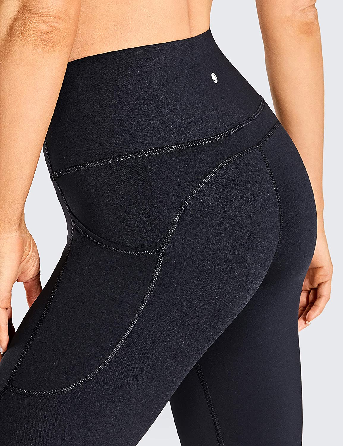 CRZ YOGA Women'S Naked Feeling High Waist Biker Shorts Workout Yoga Shorts Running Tights with Pockets -10 Inches