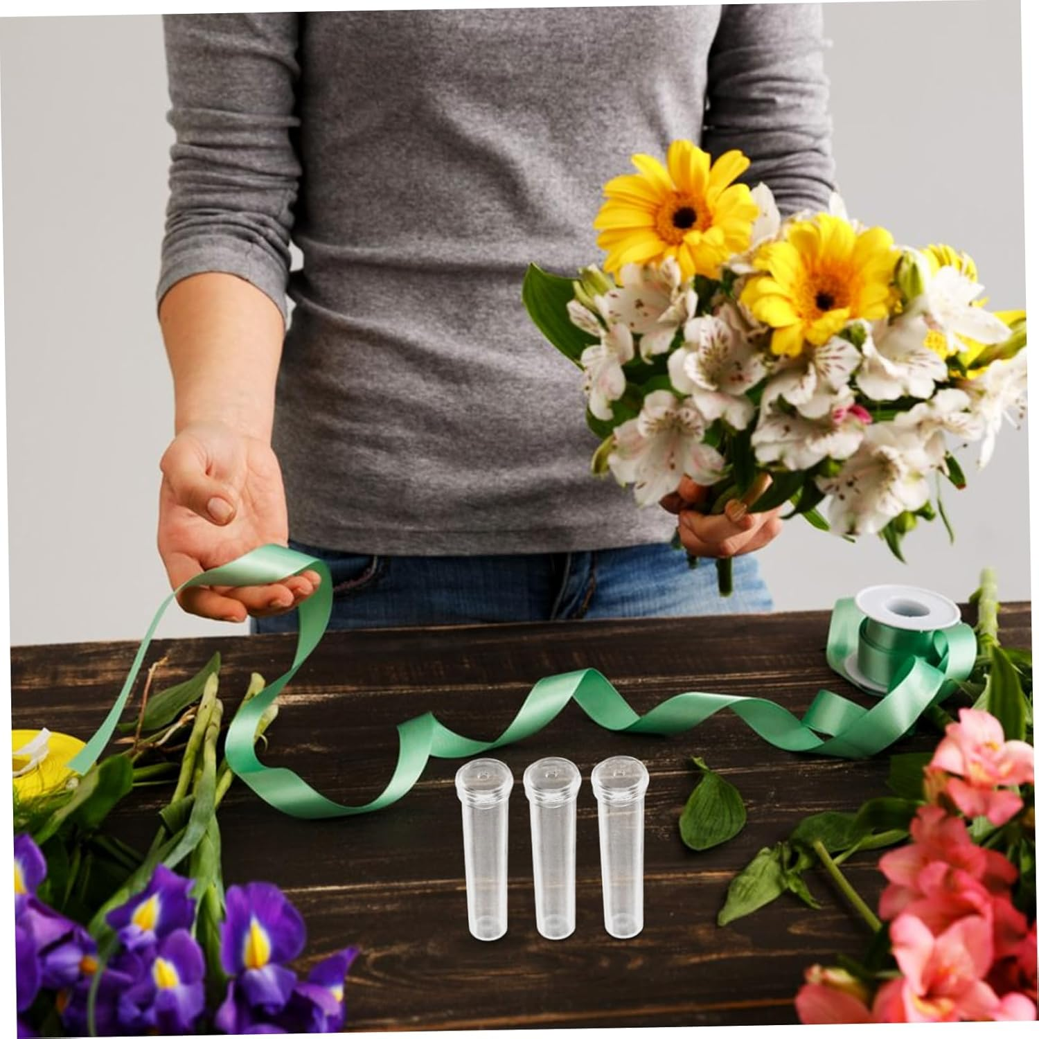 Yardenfun 200Pcs Flower Water Tube Nutrition Storage for Fresh Flowers Florist Supplies Easy to Use Water Container image number 2