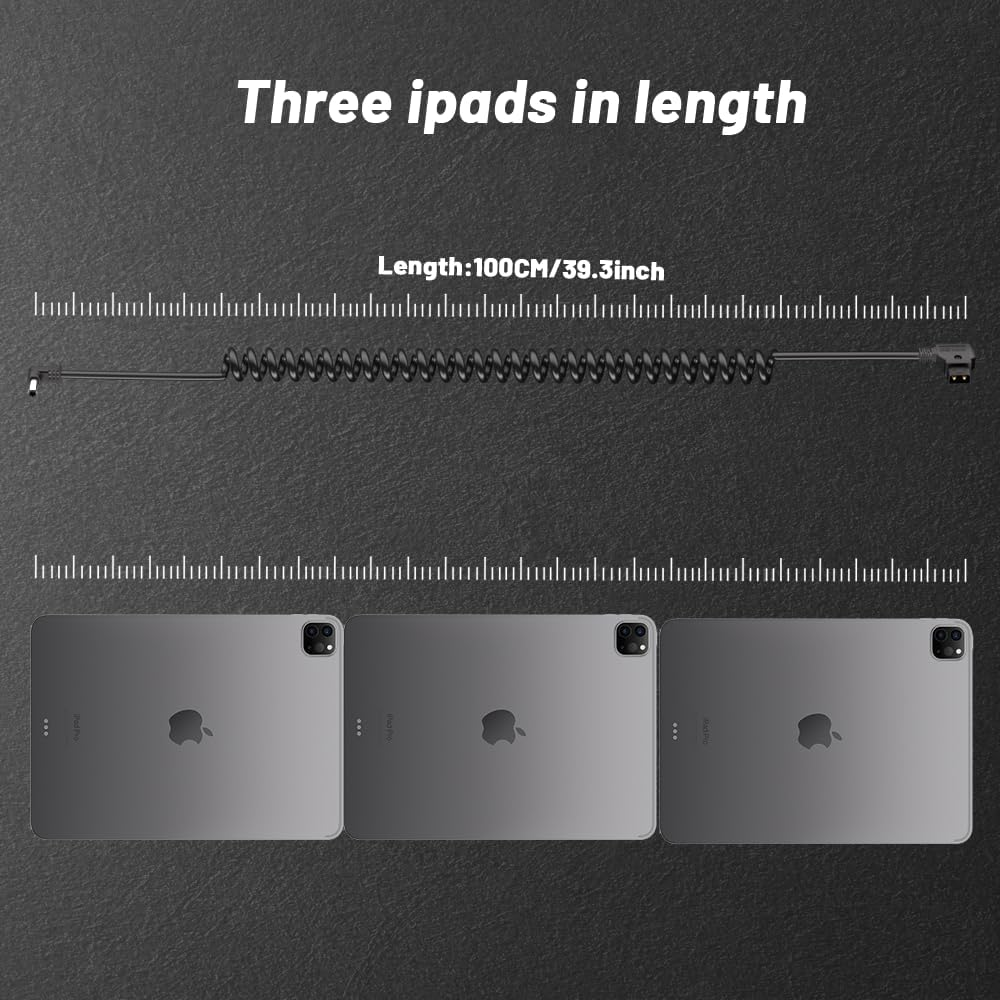 Alvin'S Cables for Anton Bauer Power Tap D-Tap to 2.1 DC 12V Right Angle Coiled Cable Kipro LCD Monitors image number 2