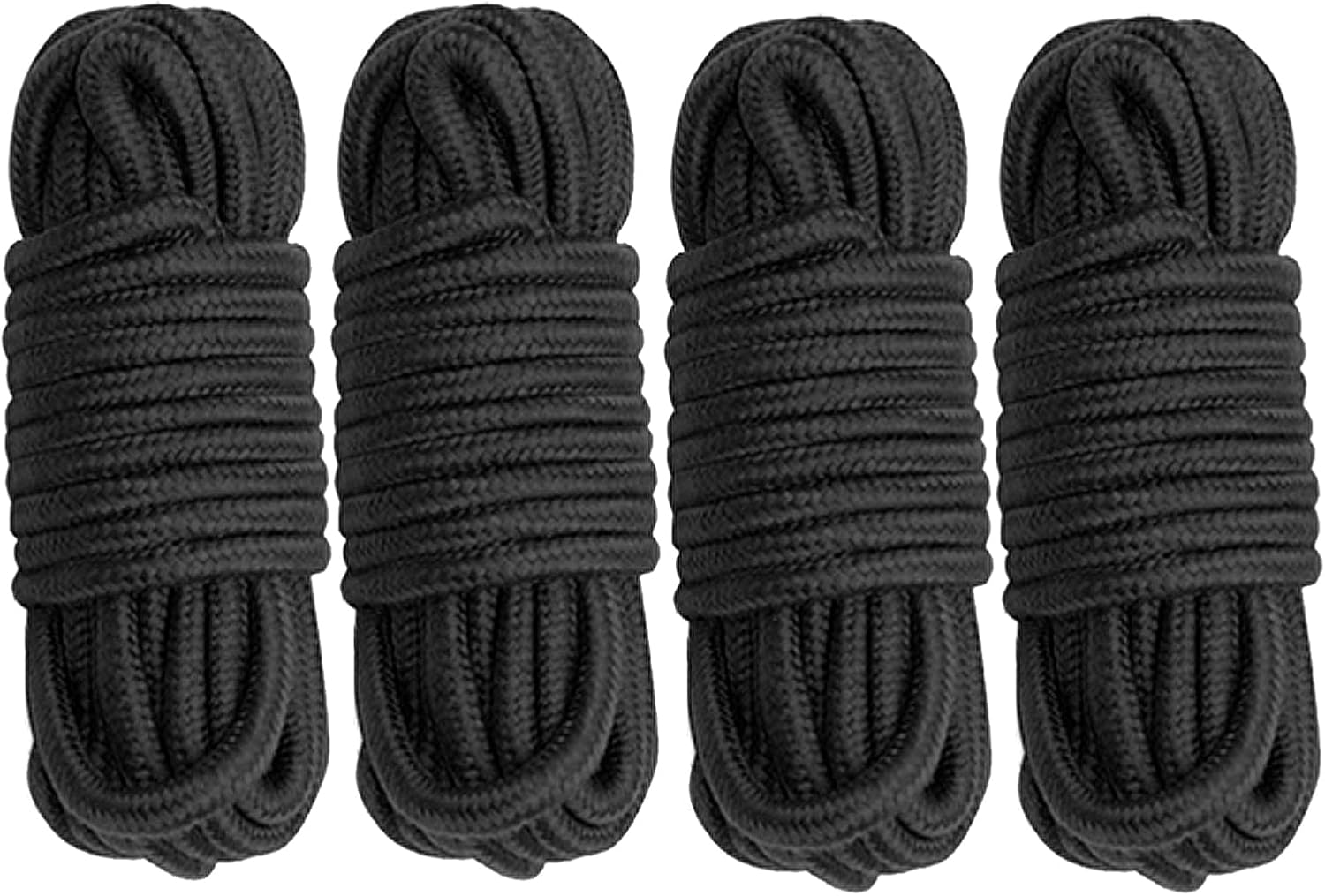 Cosymate Soft Cotton Rope Binding Rope All Purpose Thick Cotton Twisted Knot Tying Rope, 8Mm Diameter, 5M Long, Pack of 4, Black image number 3