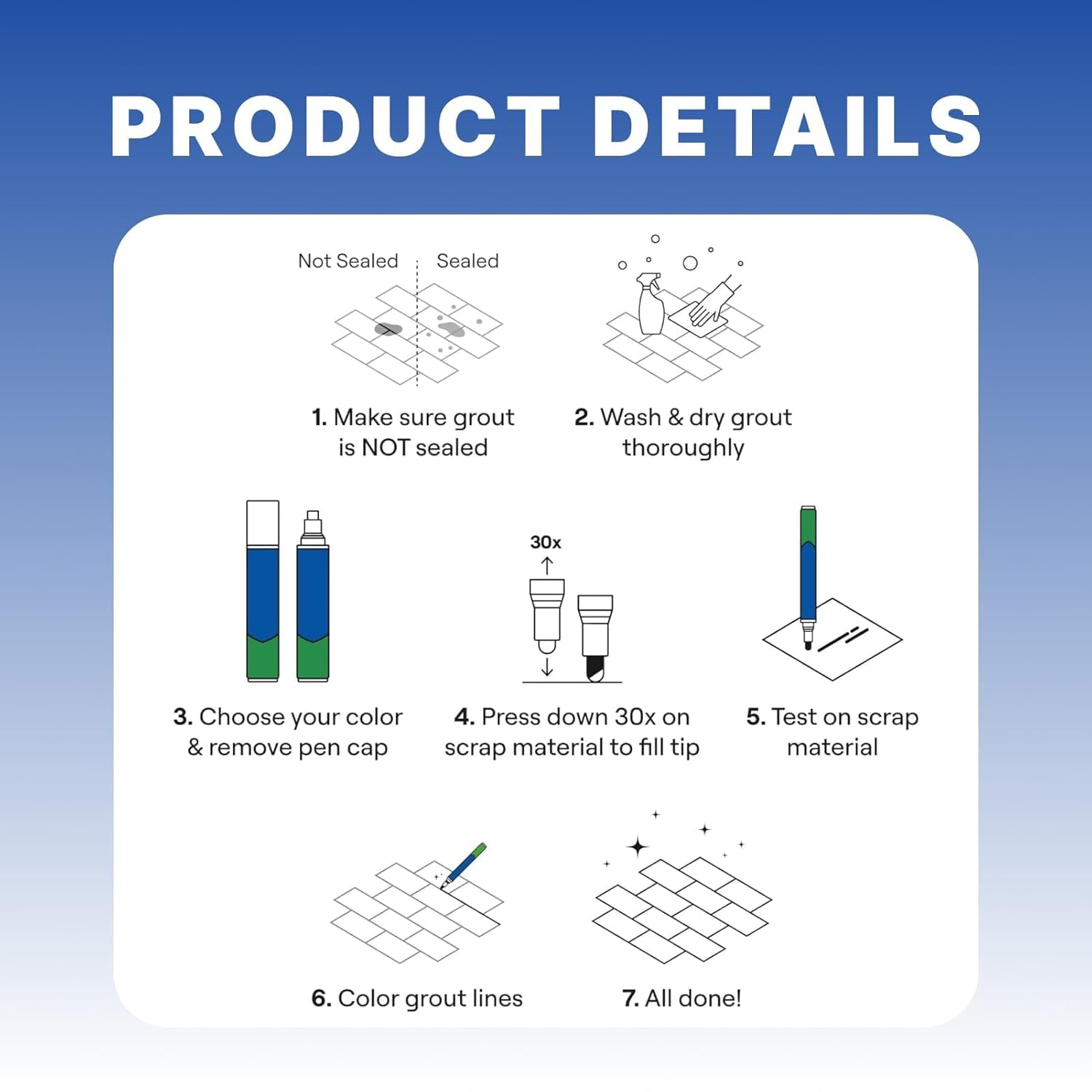 Grout Pen 3 PCS, Light Grey Tile Grout Renewal & Restoration Kit for Bathrooms, Kitchens & Showers, Anti-Mould Waterproof Sealant, Covers up to 60 Meters of Grout Lines, Easy DIY Grout Refresher image number 4