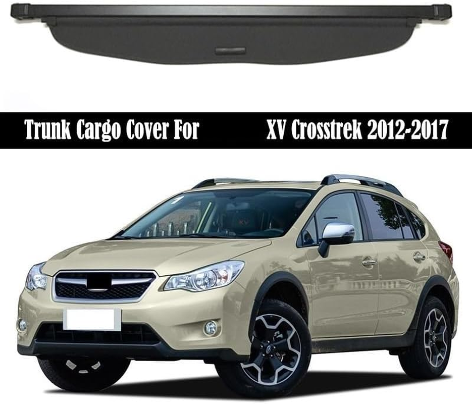 XIRONT Trunk Cargo Cover, For, for Subaru, for XV Crosstrek 2012-2017, Safety Shield Rear Luggage Curtain Partition Privacy Car Accessories Trunk Cargo Cover(Black) image number 2