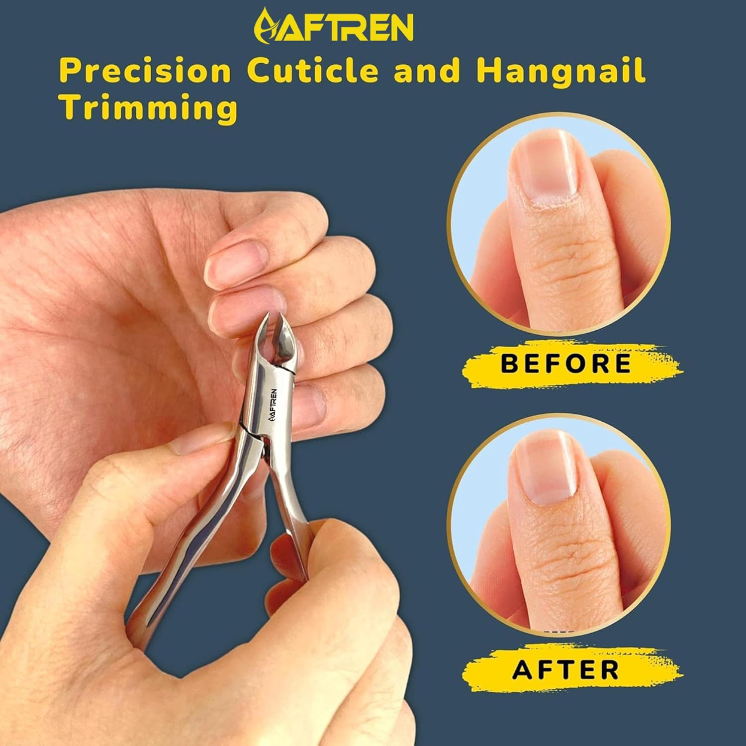 AFTREN Professional Cuticle Nipper Built-In Compression Spring Straight, Sharp and Precise Blade J2 Stainless Steel Cuticle Nipper Cuticle Scissors image number 1