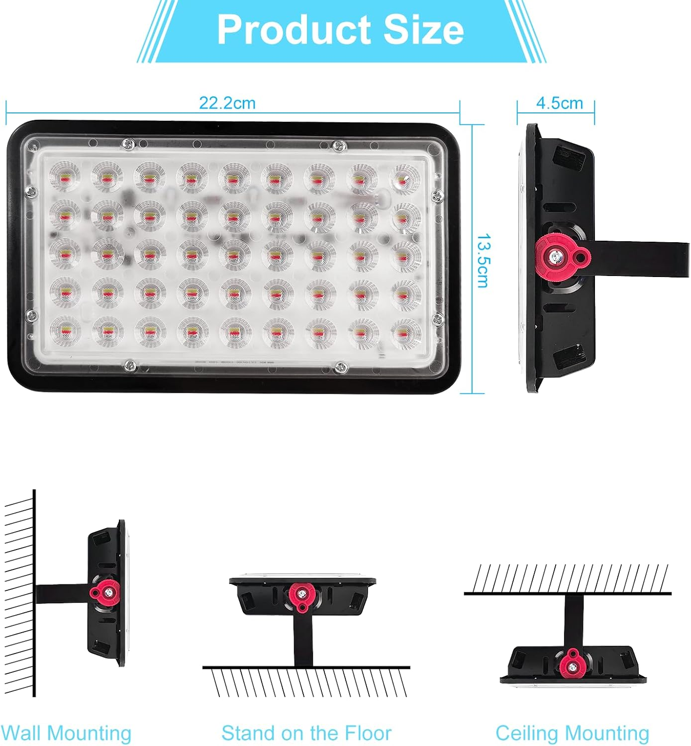 2 Pack 100W RGB Flood Light, RGB Color Changing Floodlight, Smart RGB Floodlight with Remote, for Stage Lighting, Birthday Parties, Posters, Discos, KTV, Parties, Clubs, Weddings