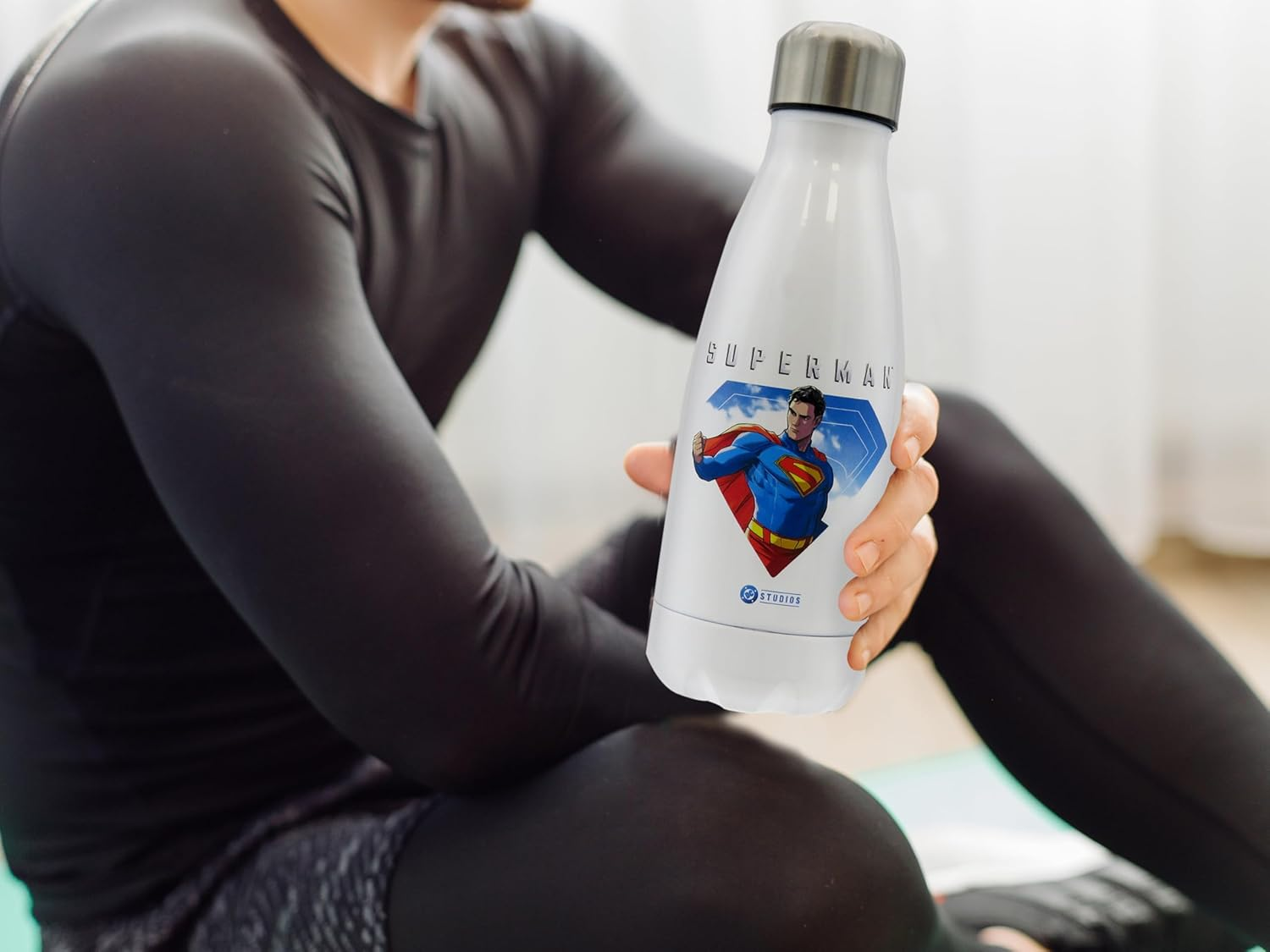 Cyp Brands Superman Steel Water Bottle with Airtight Seal 550Ml White Official Product image number 4