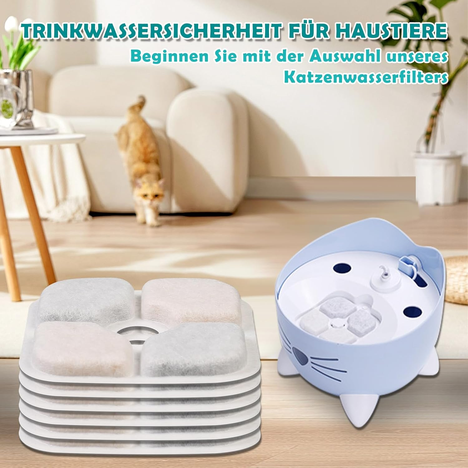 20 Pack Cat Drinking Fountain Filter Replacement Filter for Pet Drinking Fountain, Filter with Resin and Activated Carbon for Automatic Drinking Fountain, Suitable for Cats and Dogs image number 3