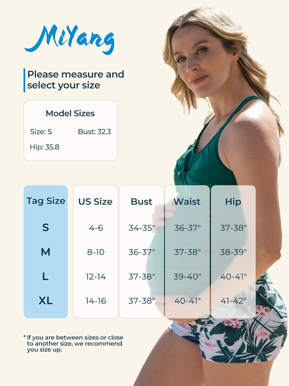 Miyang Maternity Tankini Swimsuit Criss Cross Back Bathing Suit Ruched Tie Side Pregnancy Swimwear Two Piece image number 5