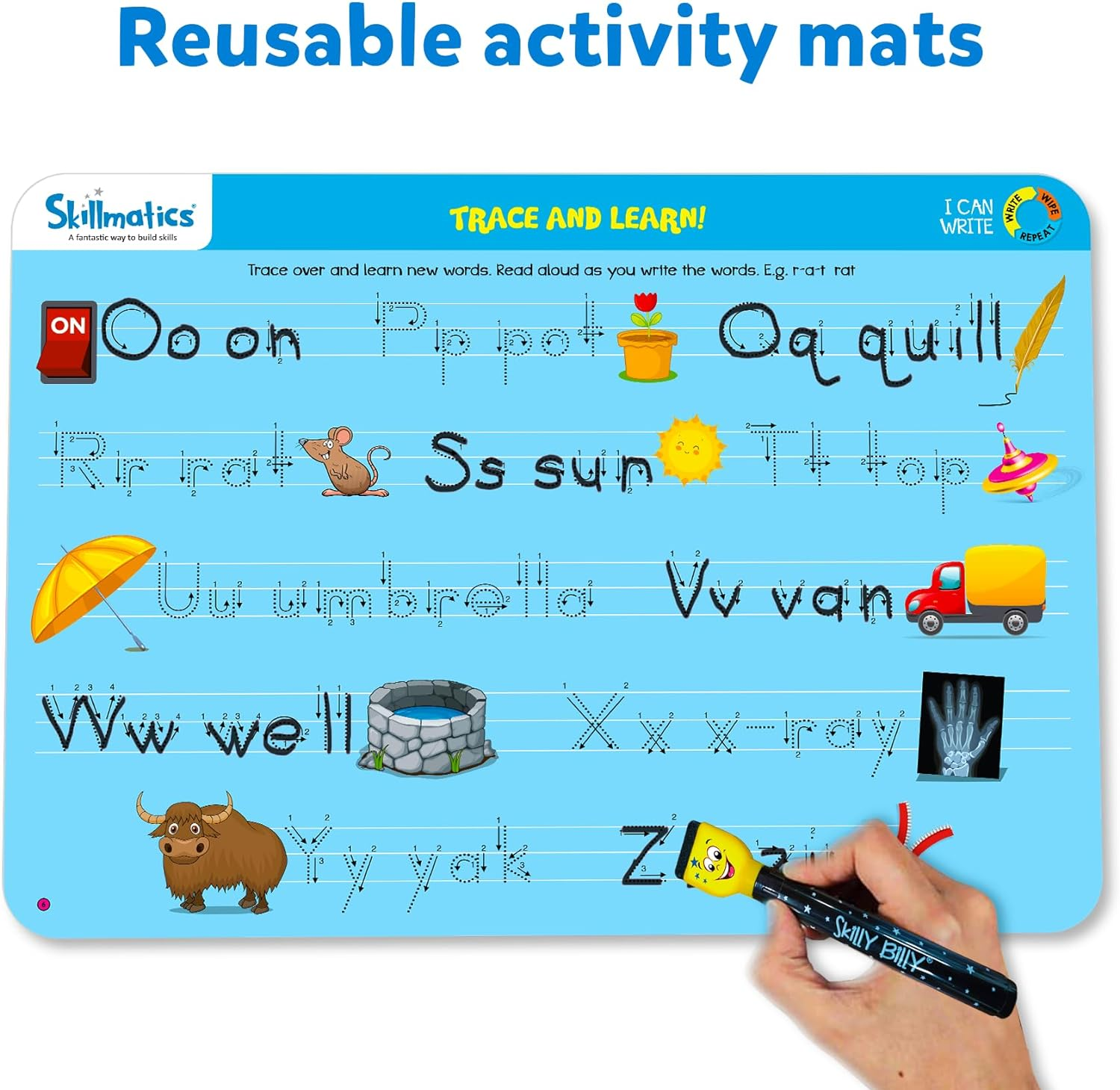 Skillmatics I Can Write - Reusable Preschool Learning Activities, Educational Toy and Game, Back to School Supplies, Gifts for Students, Kids, Toddlers Ages 3, 4, 5, 6
