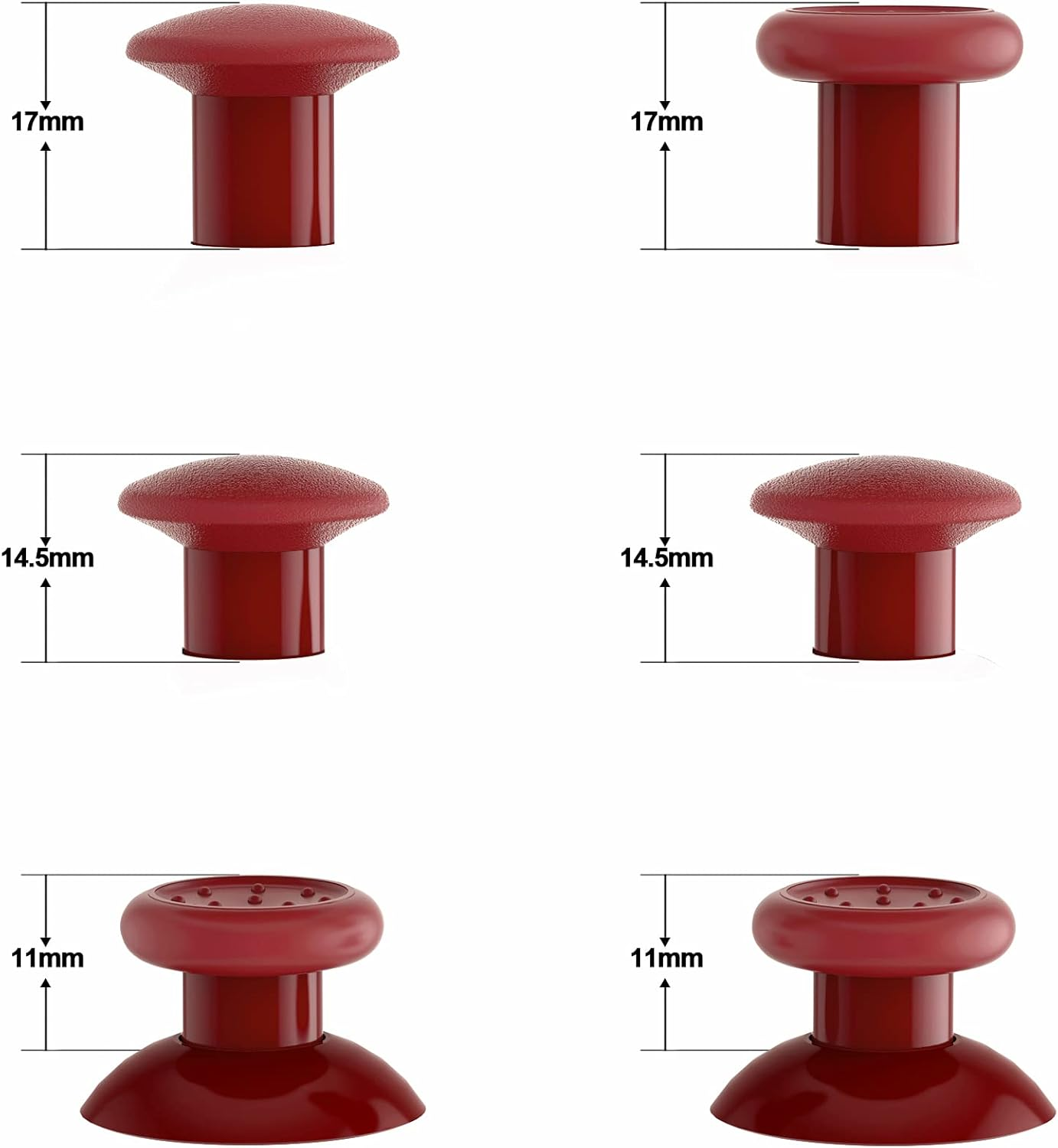 Extremerate Thumbsgear Interchangeable Ergonomic Thumbstick for PS5 Controller, for PS4 All Model Controller - 3 Height Domed and Concave Grips Adjustable Joystick - Carmine Red - Blue image number 6