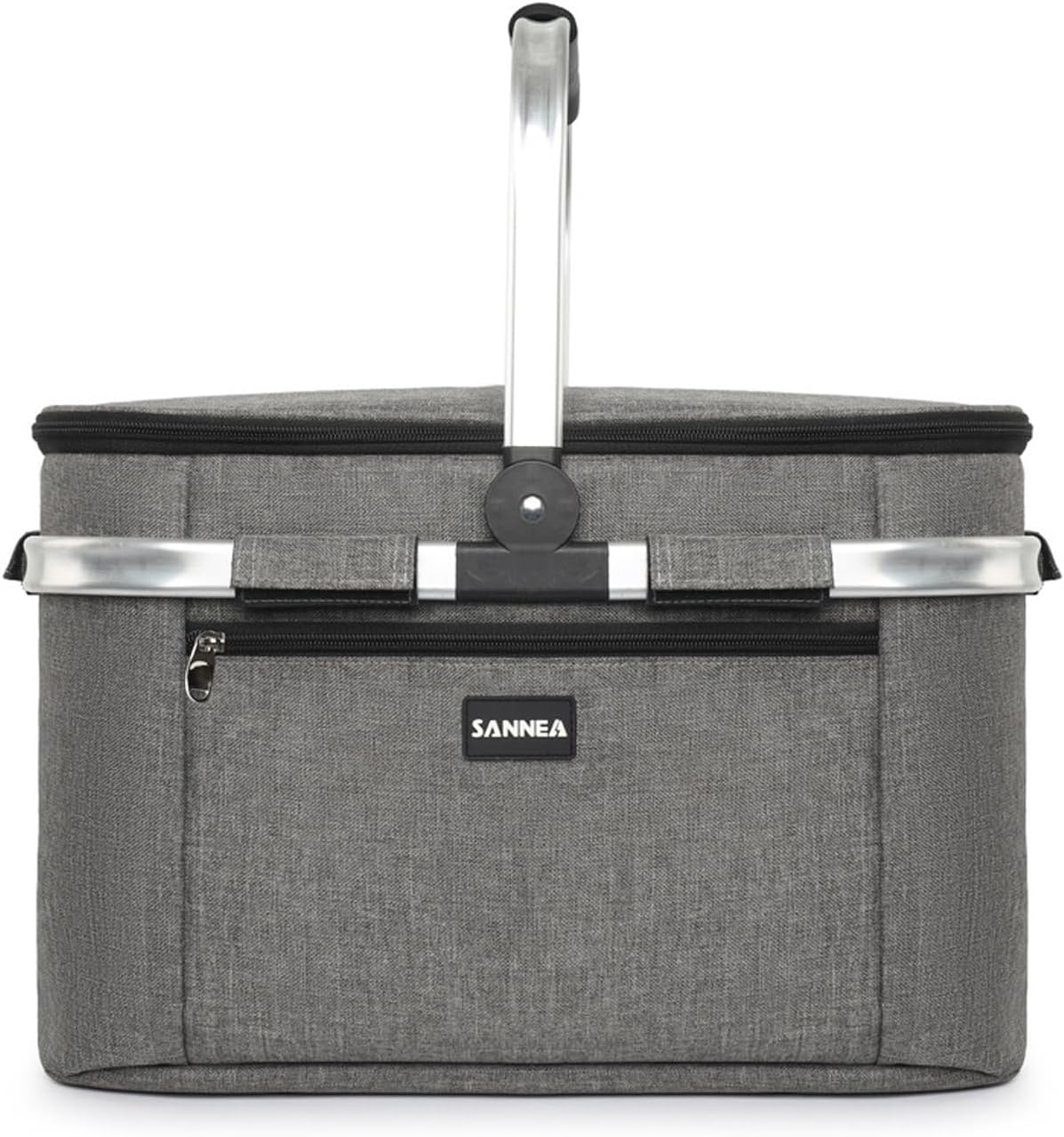 Large Insulated Picnic Basket, 29L Collapsible Cooler Tote with Handle and Lid, Reuasble Leakproof Thermal Shopping Travel Bag for Outdoor, BBQ, Camping, Delivery (Navy Blue)