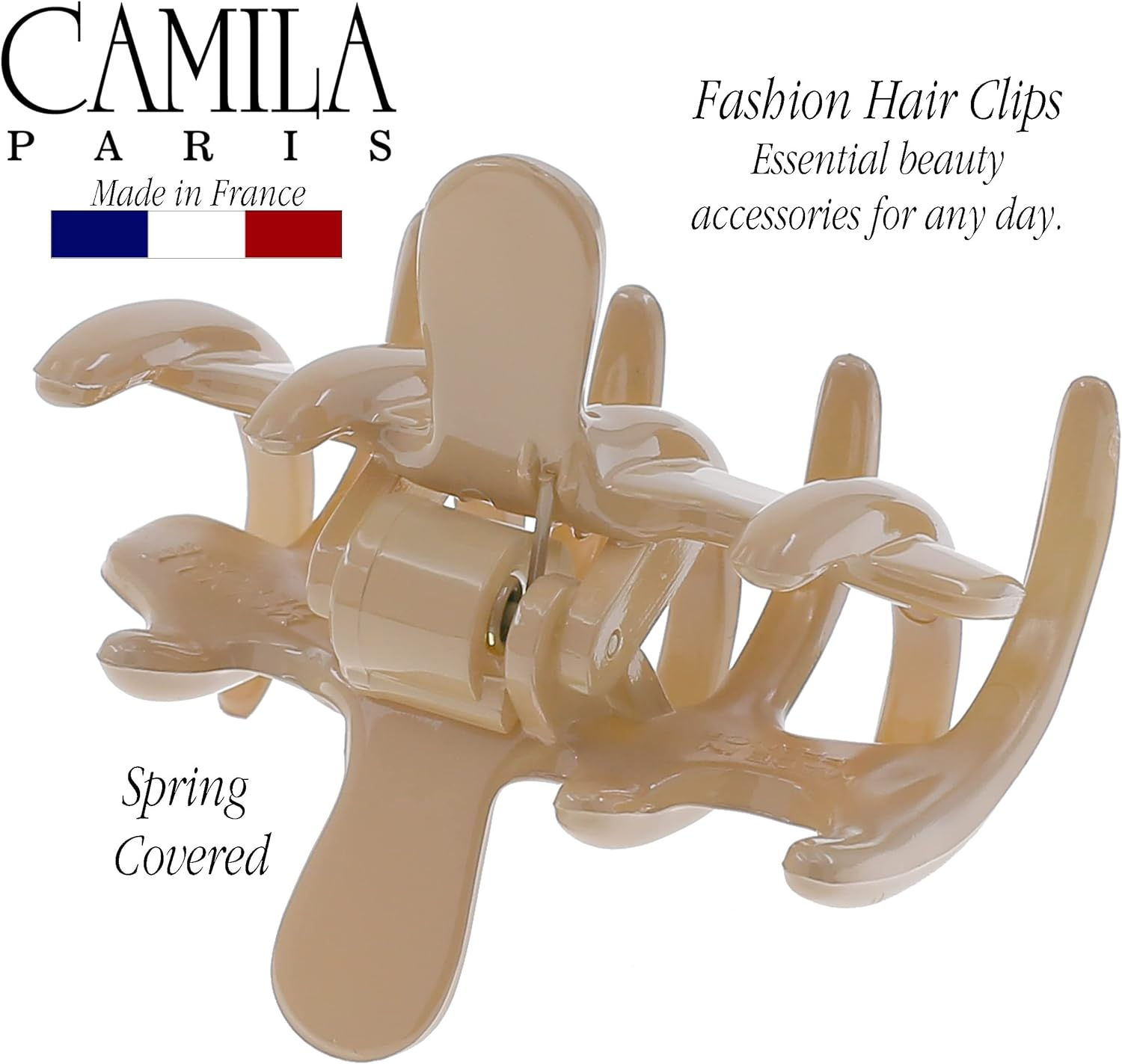 Camila Paris CP3498 French Small Hair Clips for Women Thick Hair, Girls Claw Clip, Durable Styling Big Claw for Long Curly Wavy Hair, Strong Hold No Slip Grip, Made in France