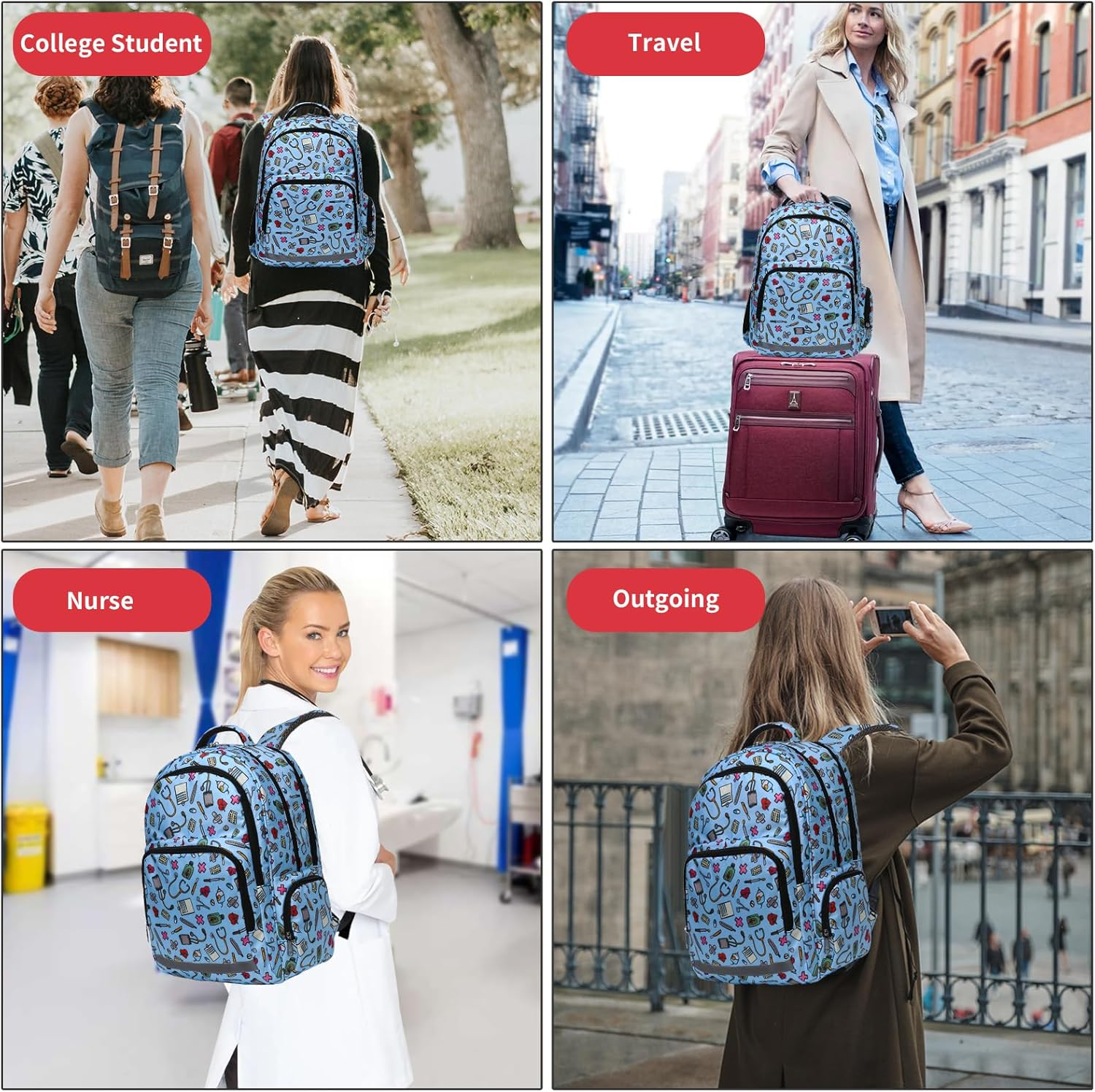 Gatycallaty Nurse Backpack for Women Girls Laptop Work Bag College Nursing Assistant Cna Cma Hospital Commuter Essentials image number 1