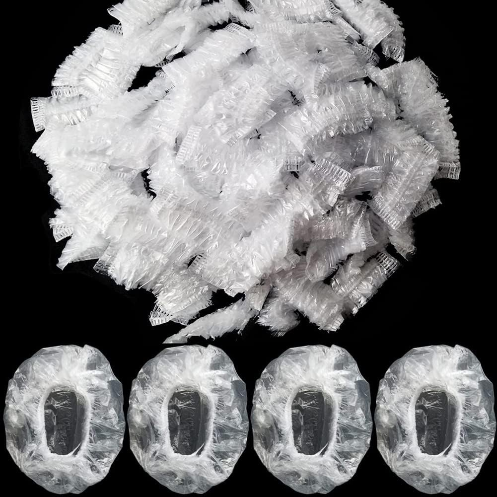 AKOAK 200 Pcs Disposable Plastic Ear Muffs Waterproof Ear Caps for Shower Ear Guards for Bath Accessories Hair Dye Shower Spa (Thick, Transparent) image number 1