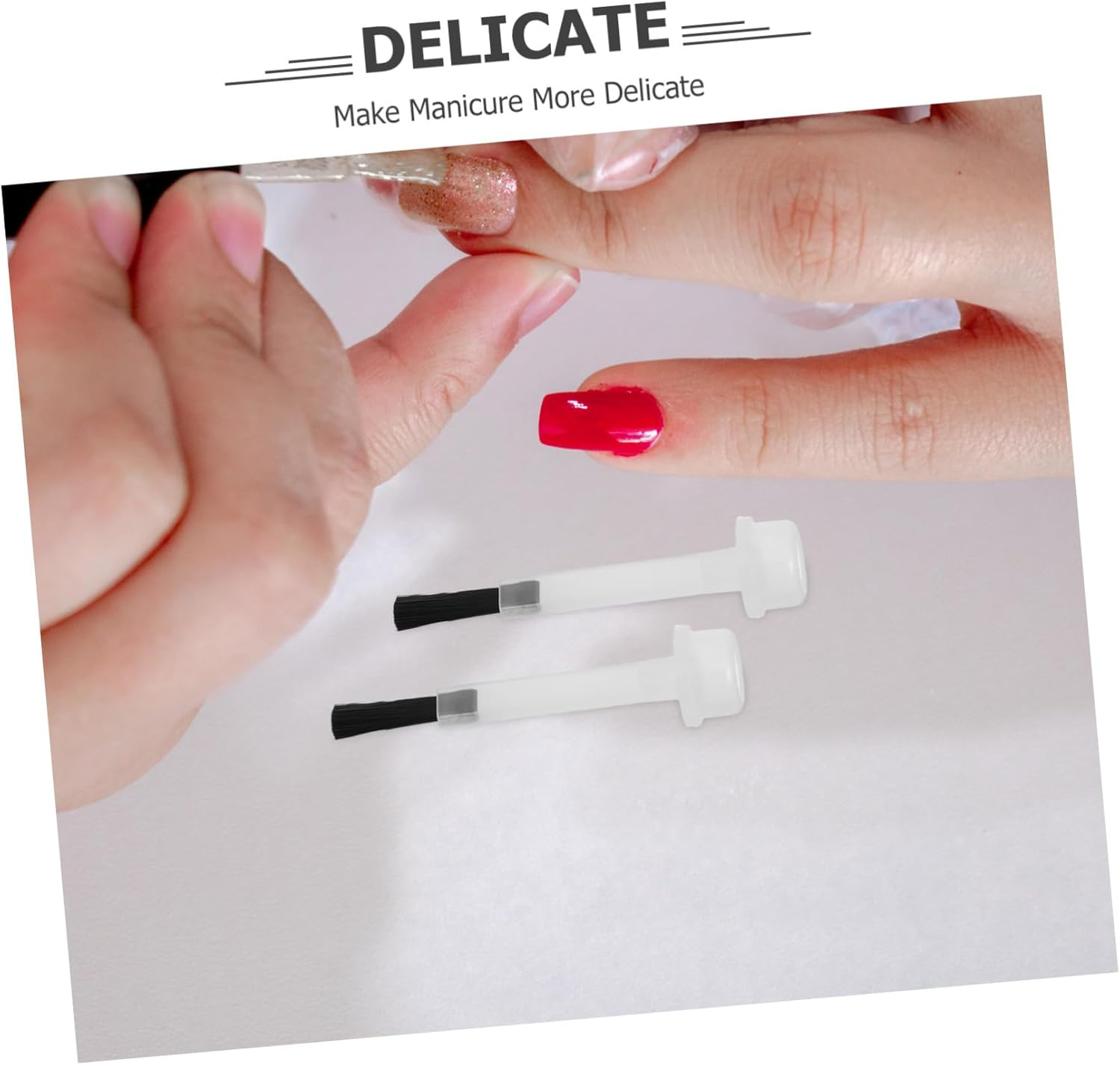 WOONEKY 50Pcs Manicure Replacement Brush Heads for Art Nail Tech French Tip Tool Gel Liquid Nail Brush Diy Manicure Water-Based Polish Replacement image number 6