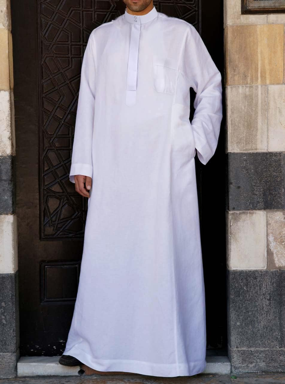 HOMELEX Men'S Muslim Clothes Thobe Middle East Kaftan Saudi Arab Caftans Islamic Abaya Dress Dubai Robes image number 3