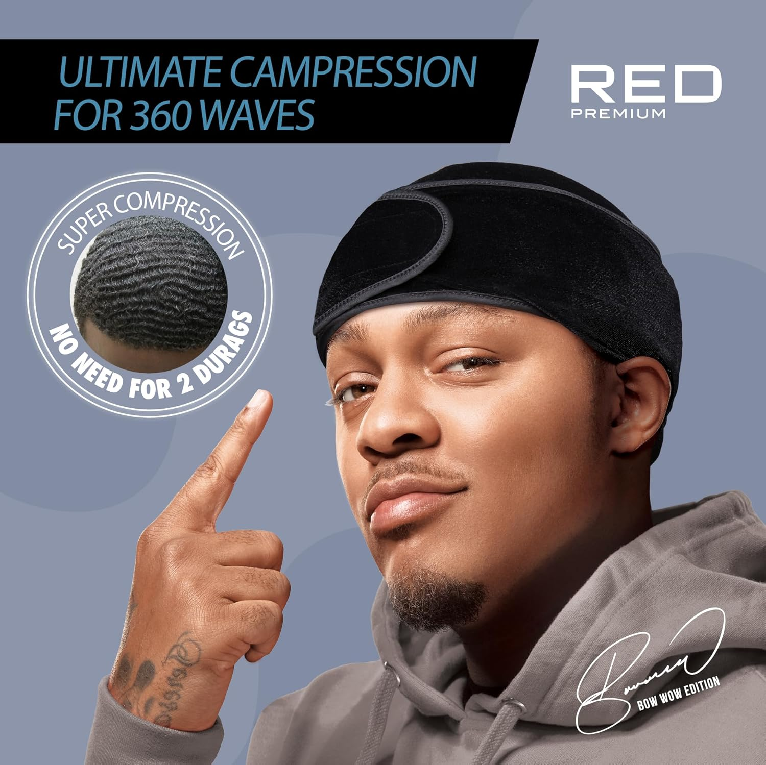 Red Premium Bow Wow Power Wave Compression Durag image number 6