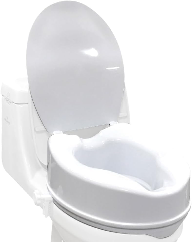 Equipmed Raised over Toilet Seat, 10Cm Riser, 125Kg Capacity, Raiser with Lid, White image number 6